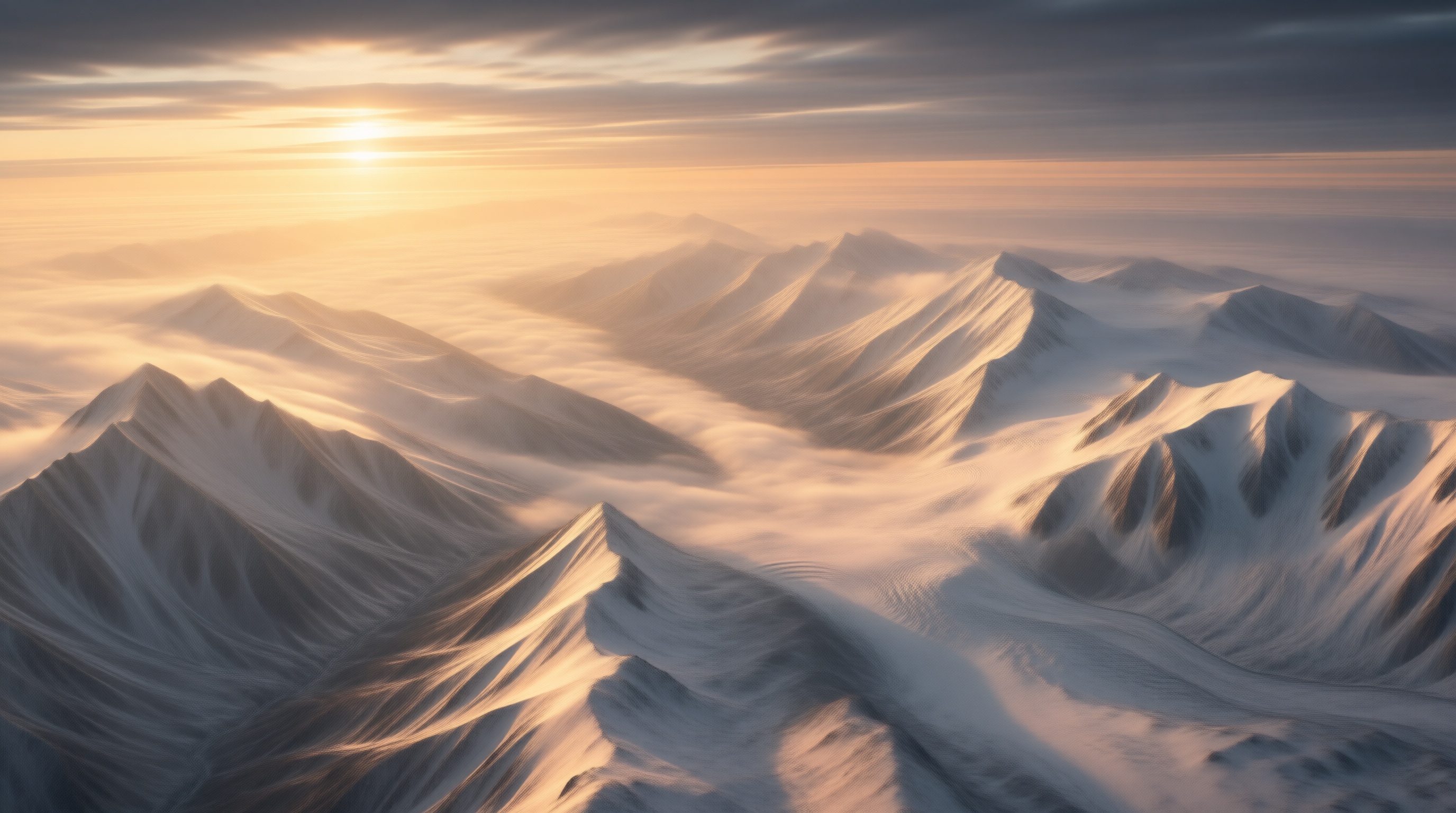 Snowy Mountains at Sunrise