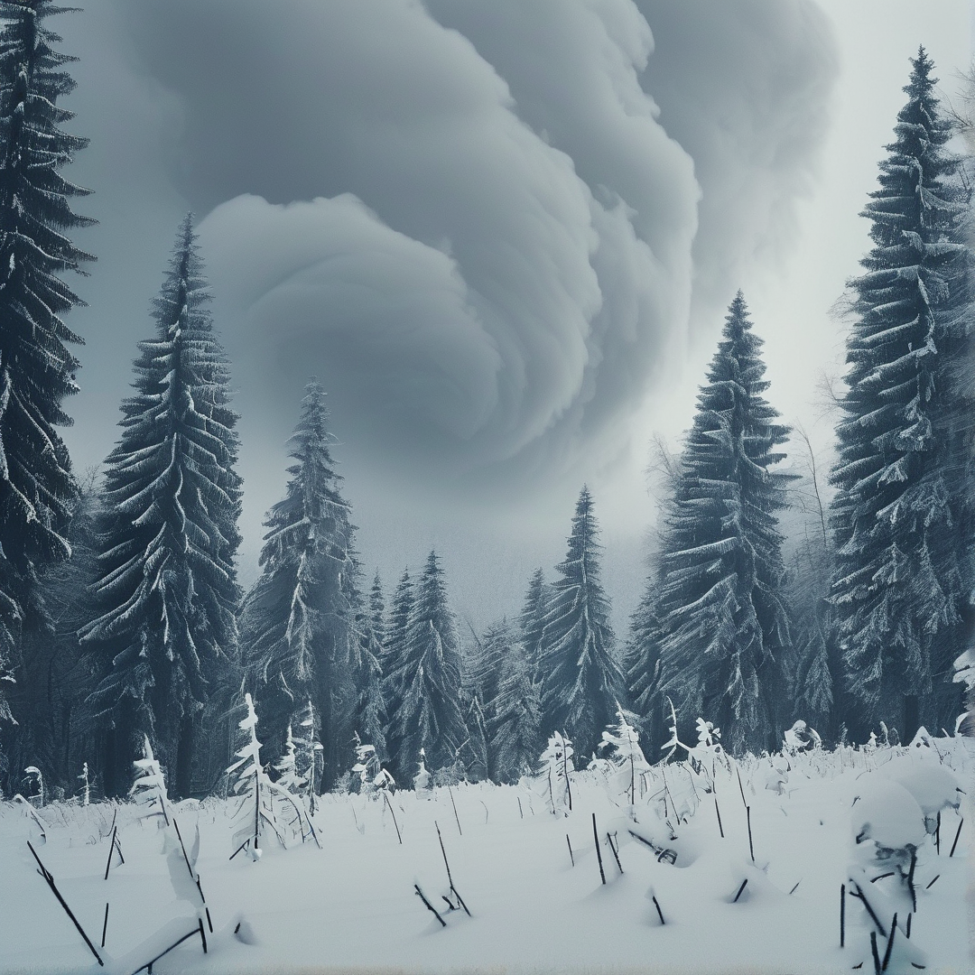 Surreal Snowy Forest Sky