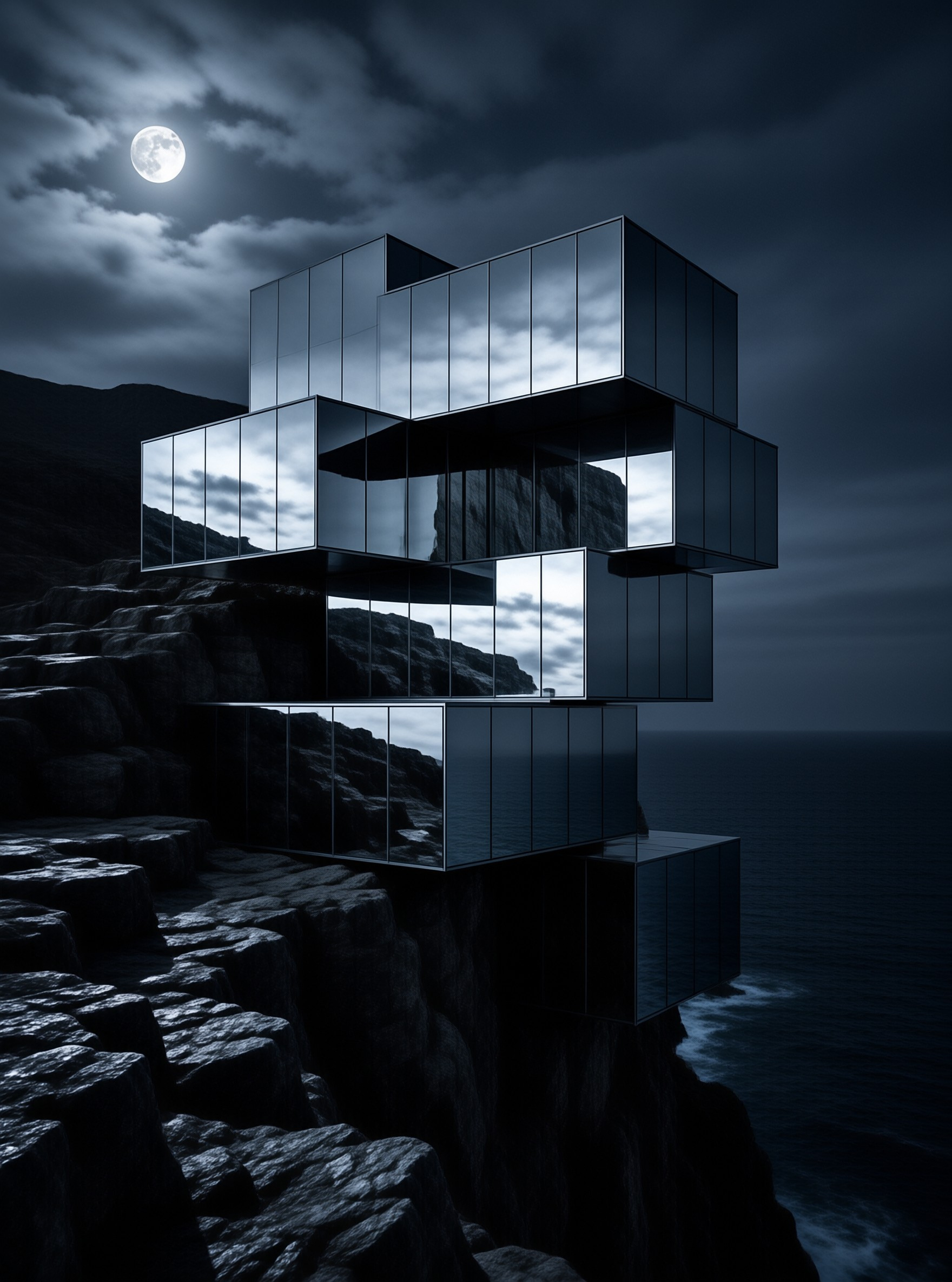 Modern Glass House on Cliff