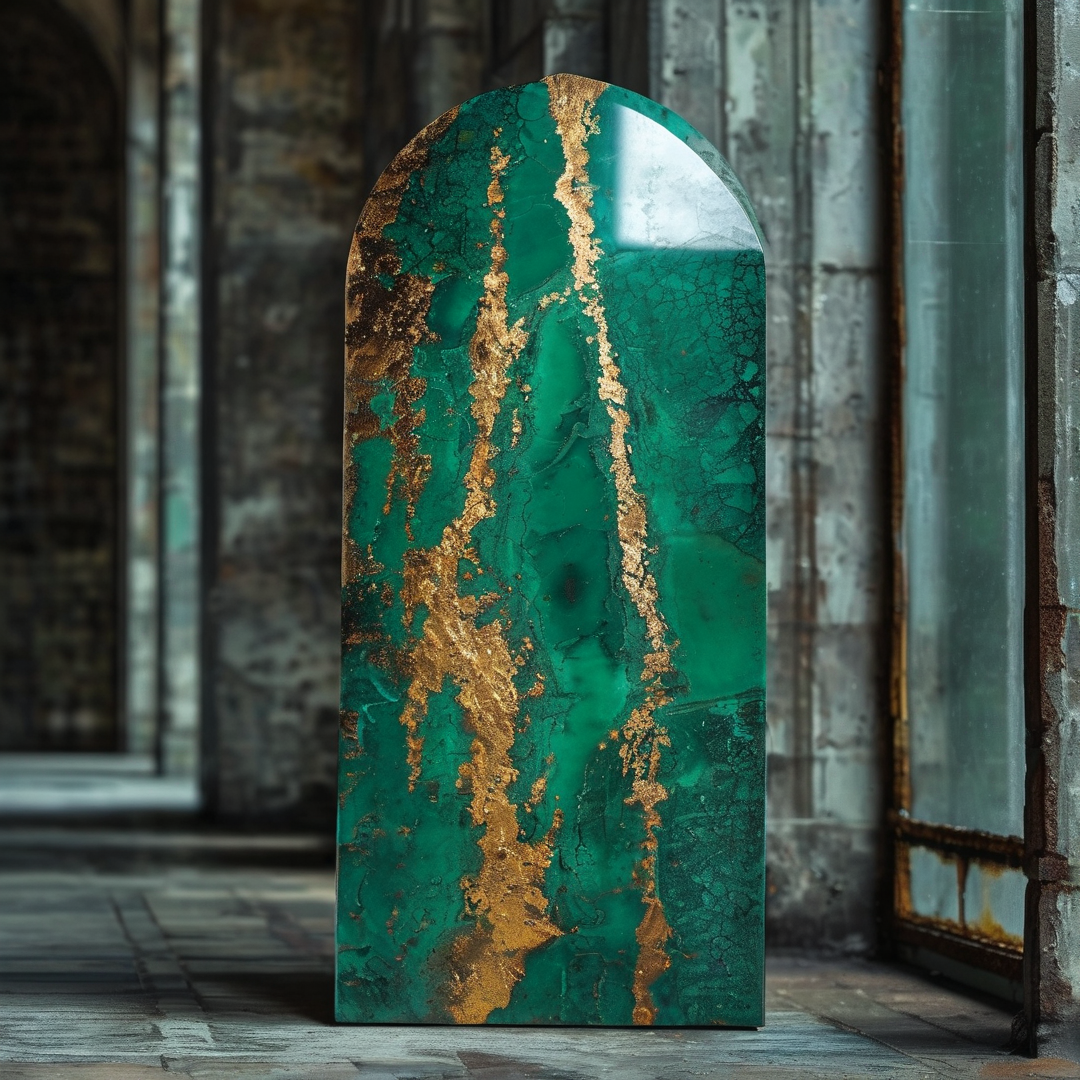 Arched Green and Gold Slab