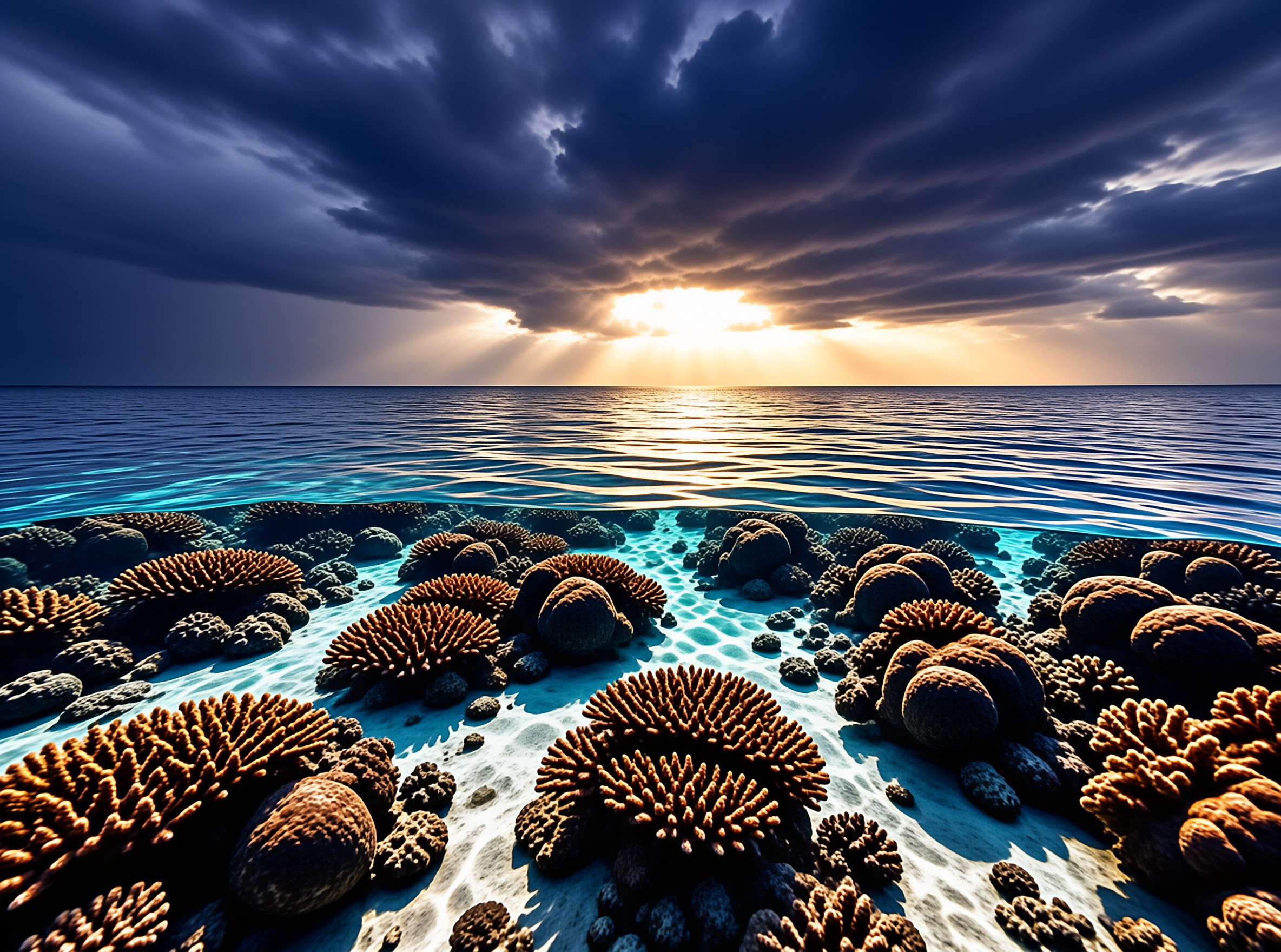 Underwater Coral Reef Sunset