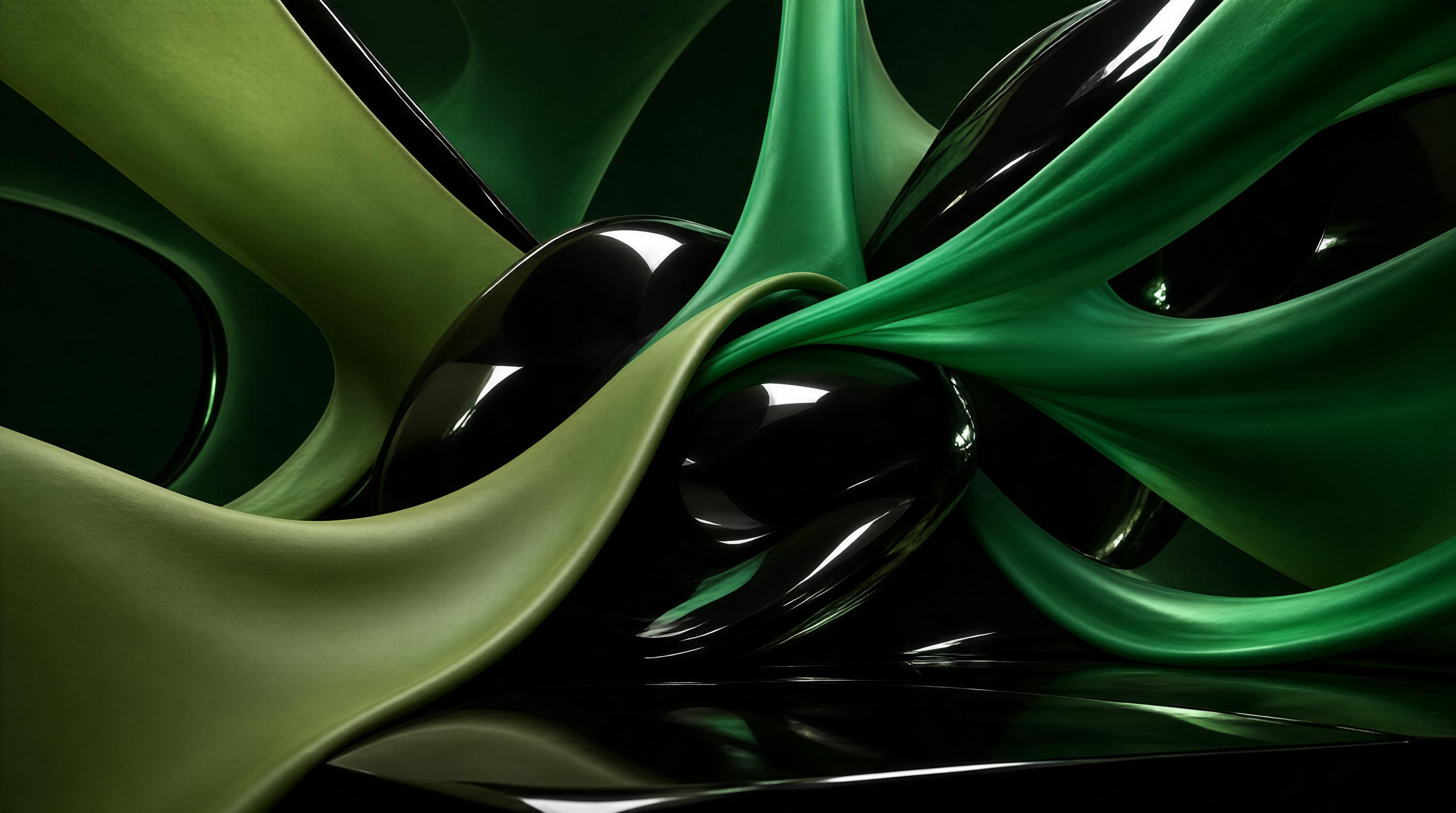 Abstract Green and Black Shapes