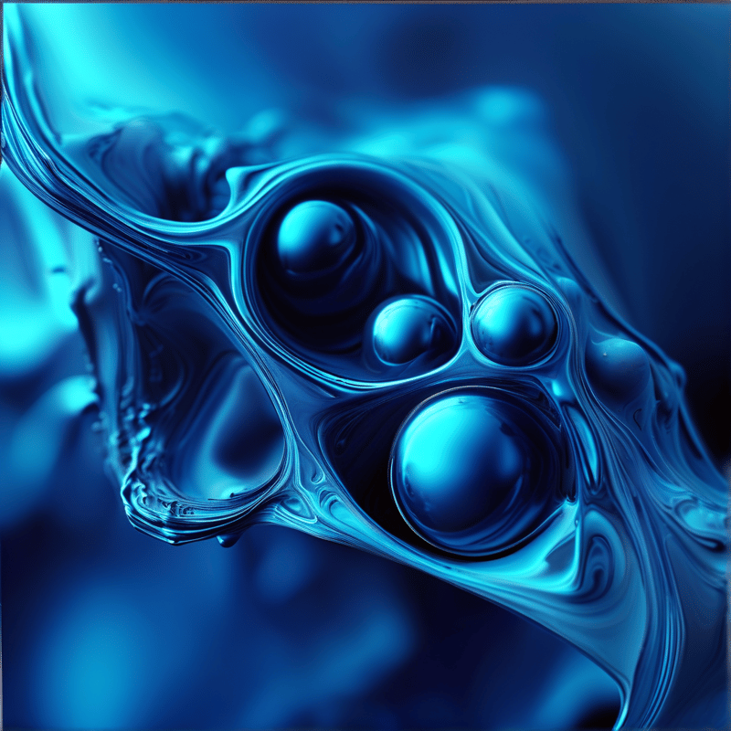Abstract Blue Fluid Spheres