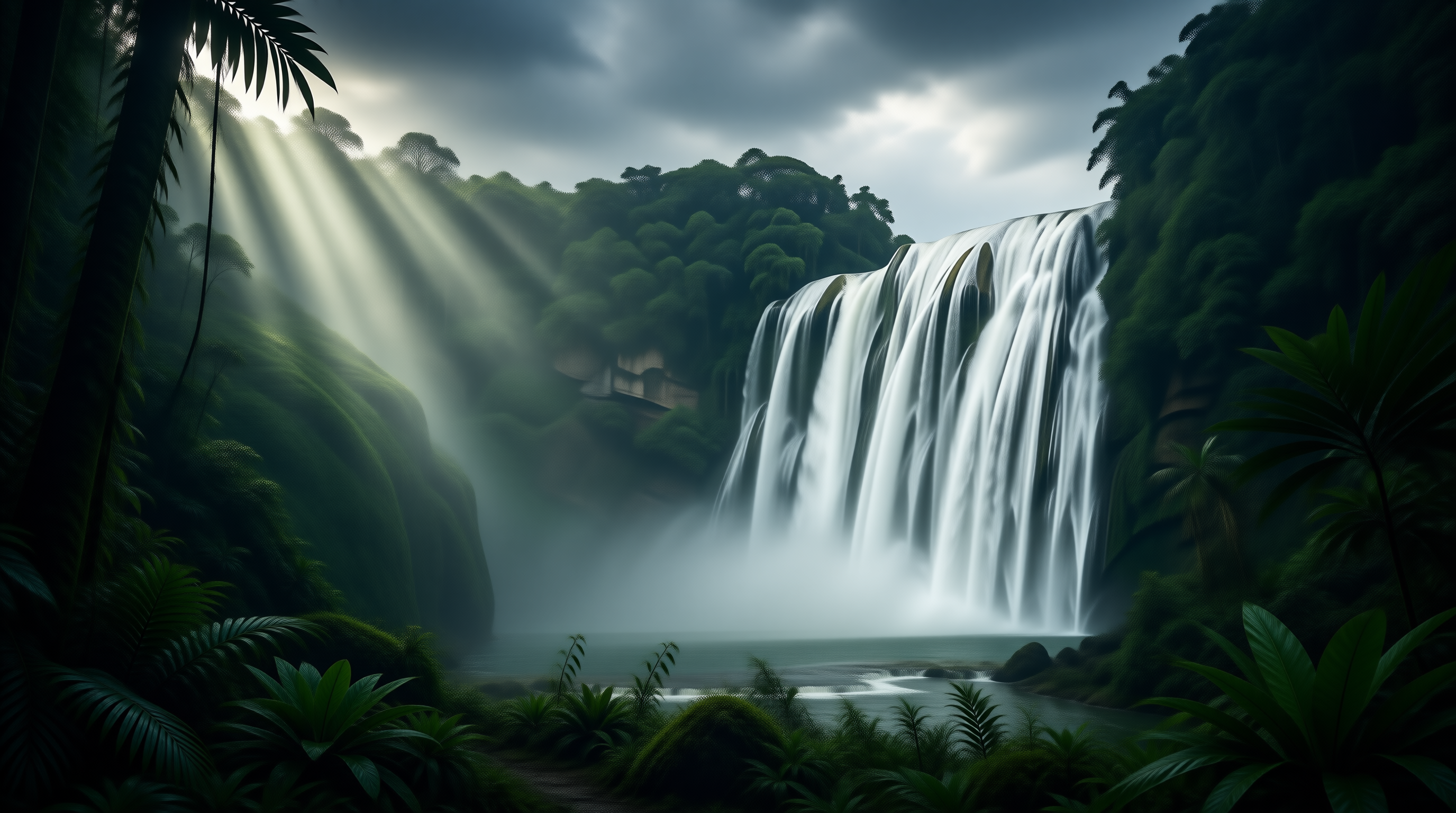 Misty Jungle Waterfall
