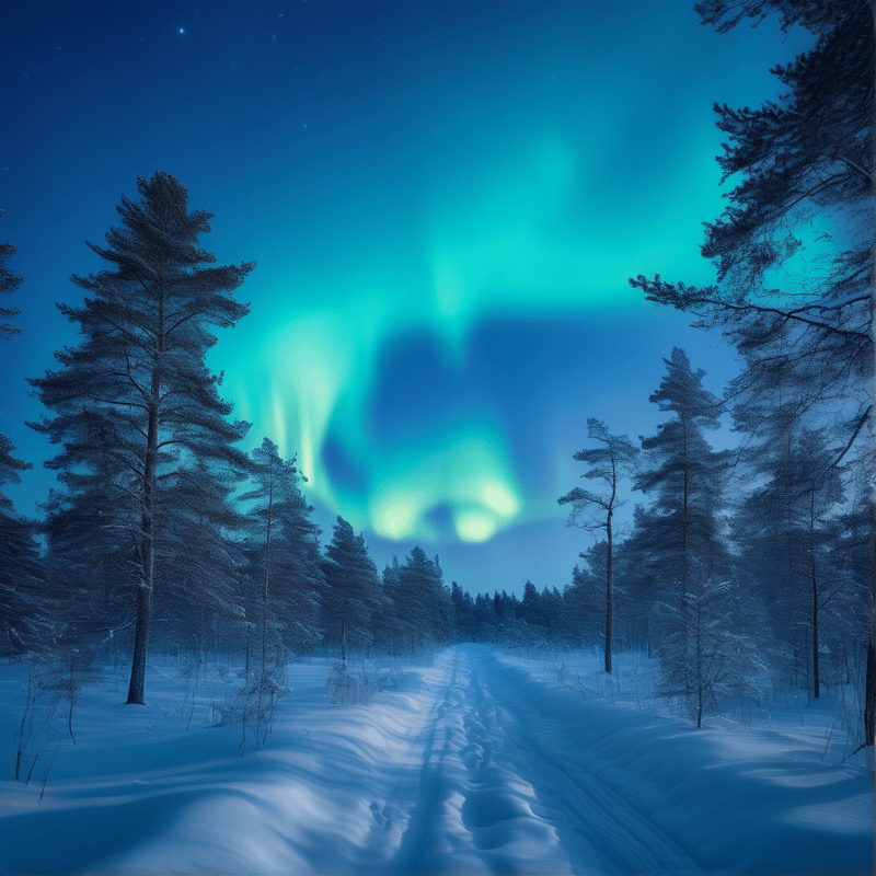 Aurora Borealis Winter Night
