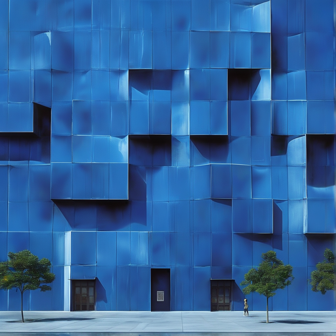 Modern Blue Building Facade