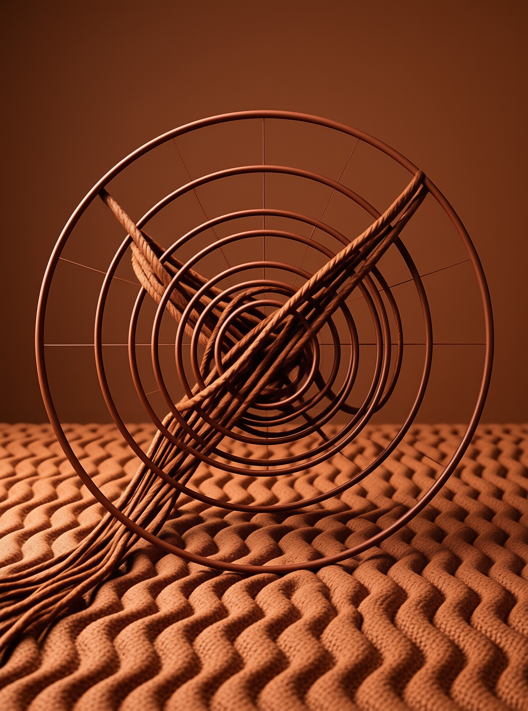 Bronze Metal Rings and Rope