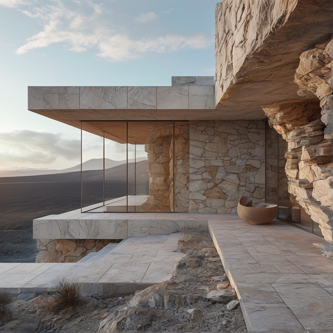 Modern Cliffside Stone Villa