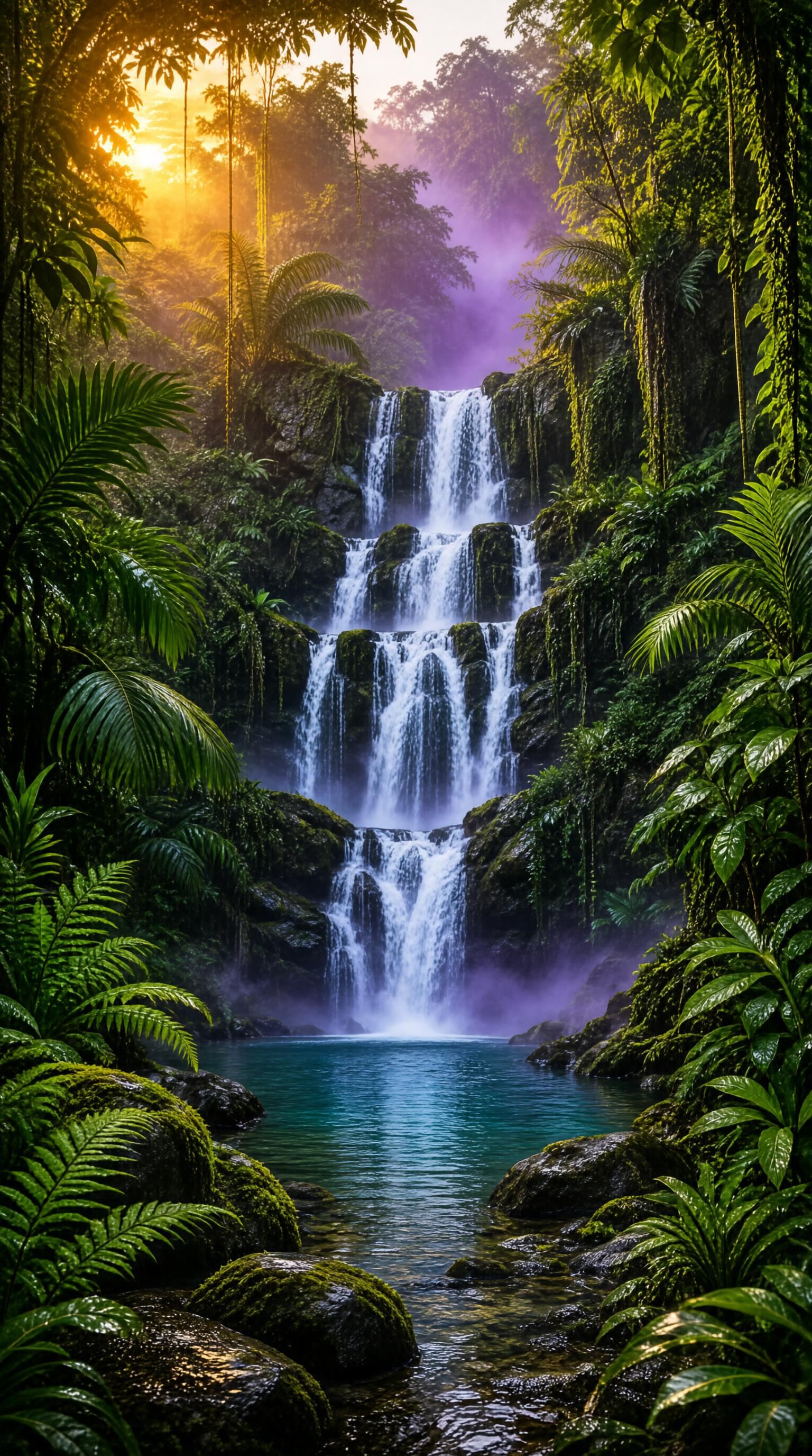 Misty Jungle Waterfall