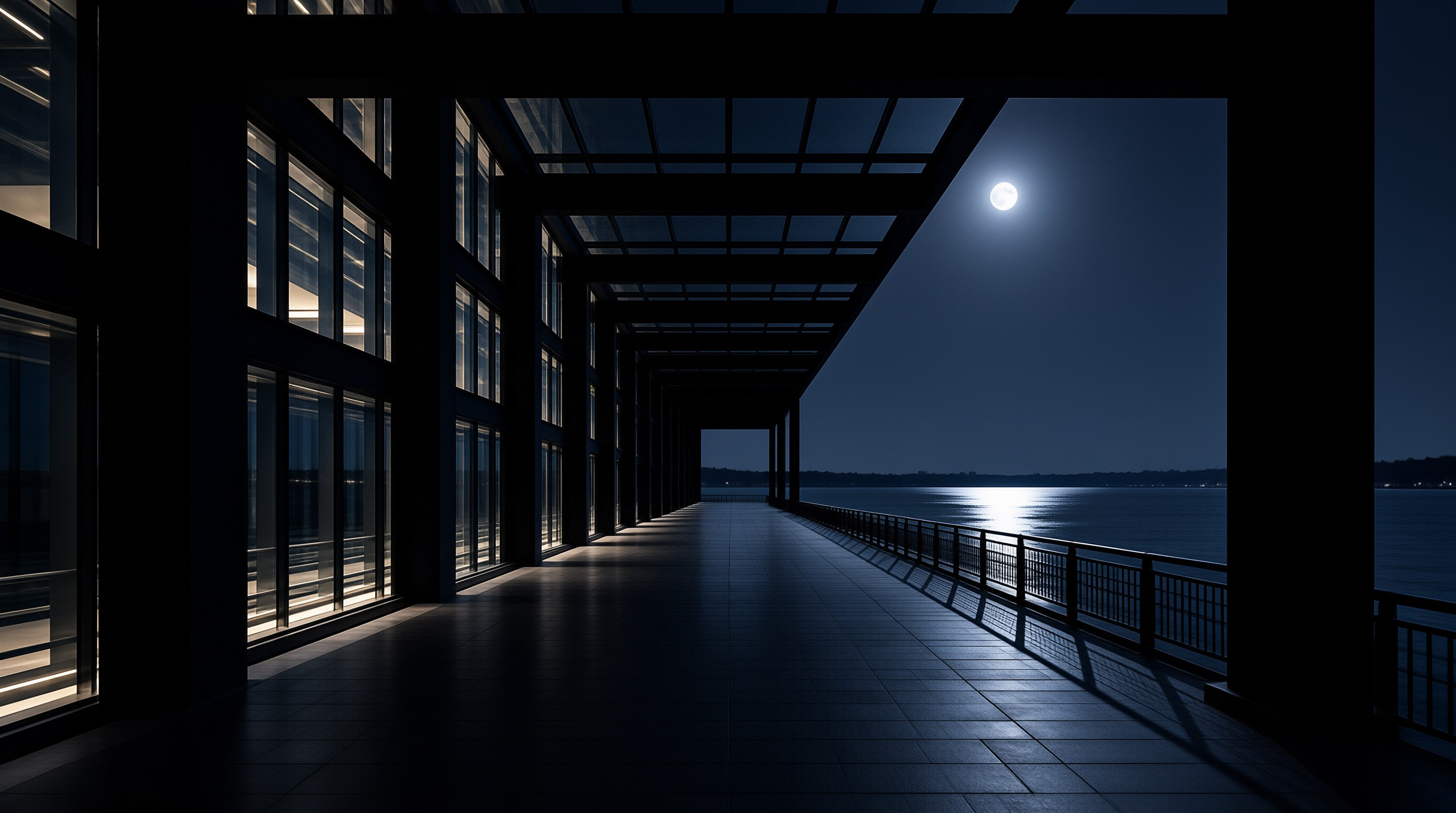Moonlit Modern Corridor