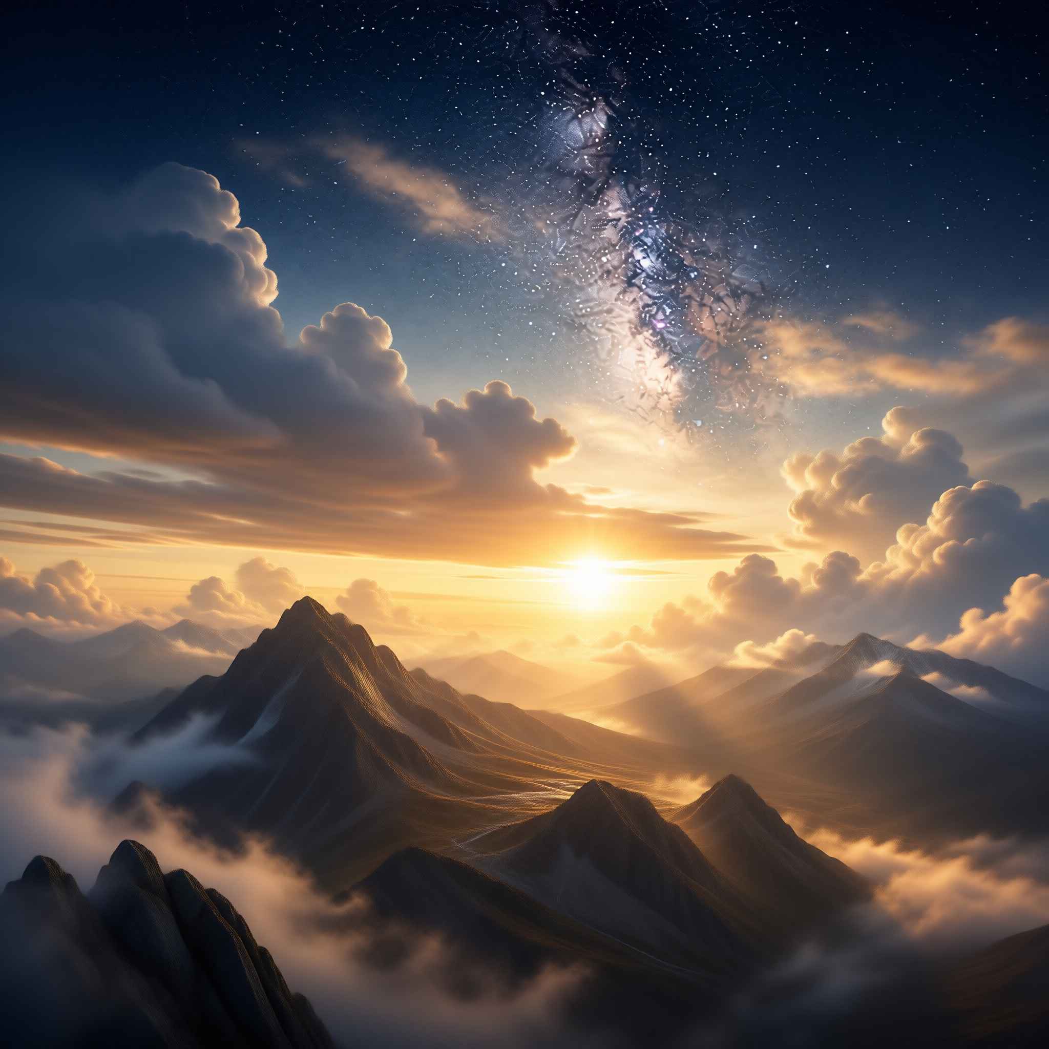 Mountain Landscape and Stars