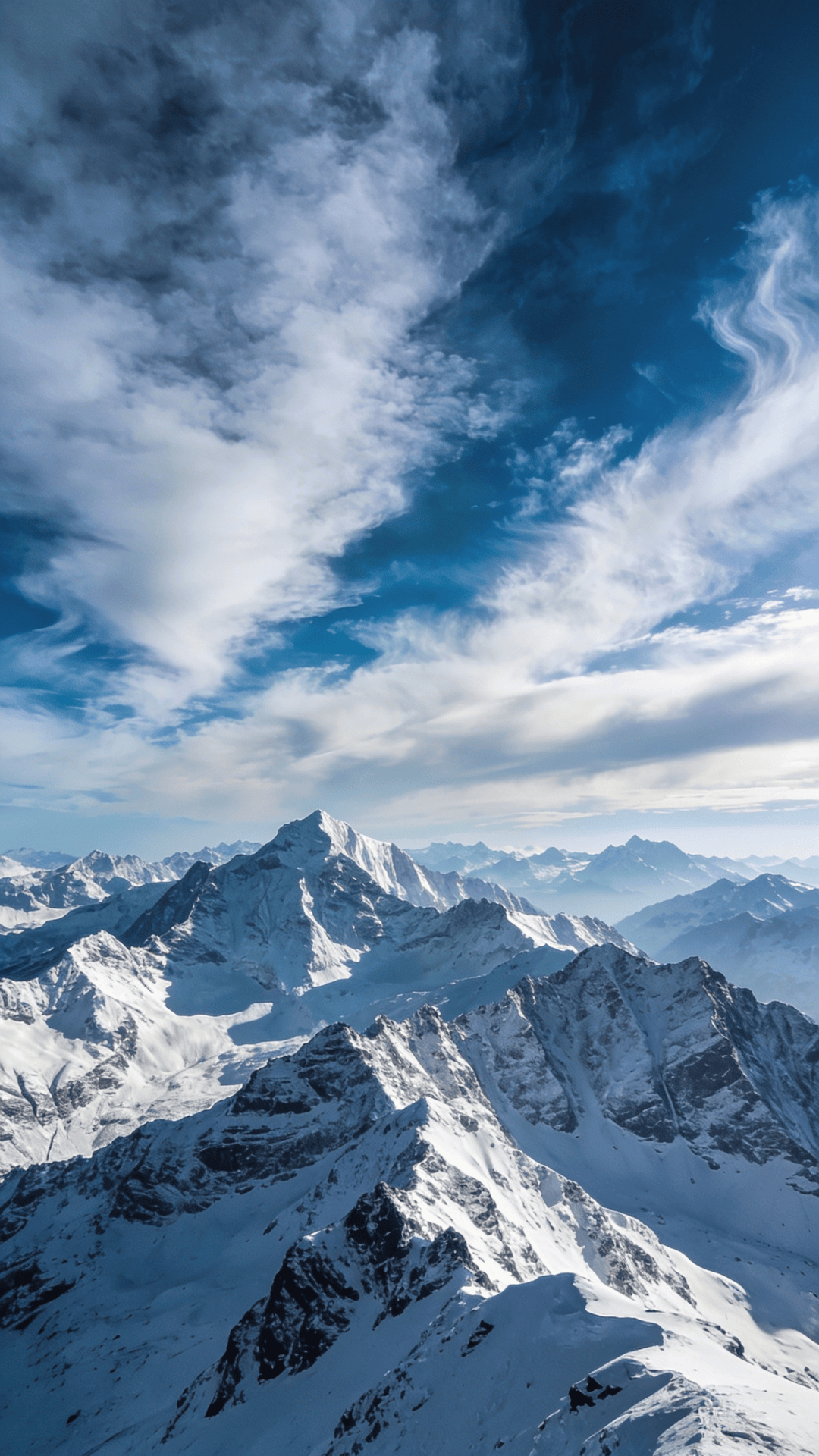 Layered Alpine Ridges in Clear Air