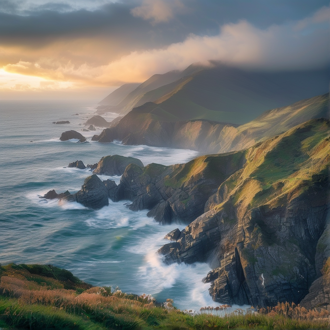 Coastal Cliffs at Sunset
