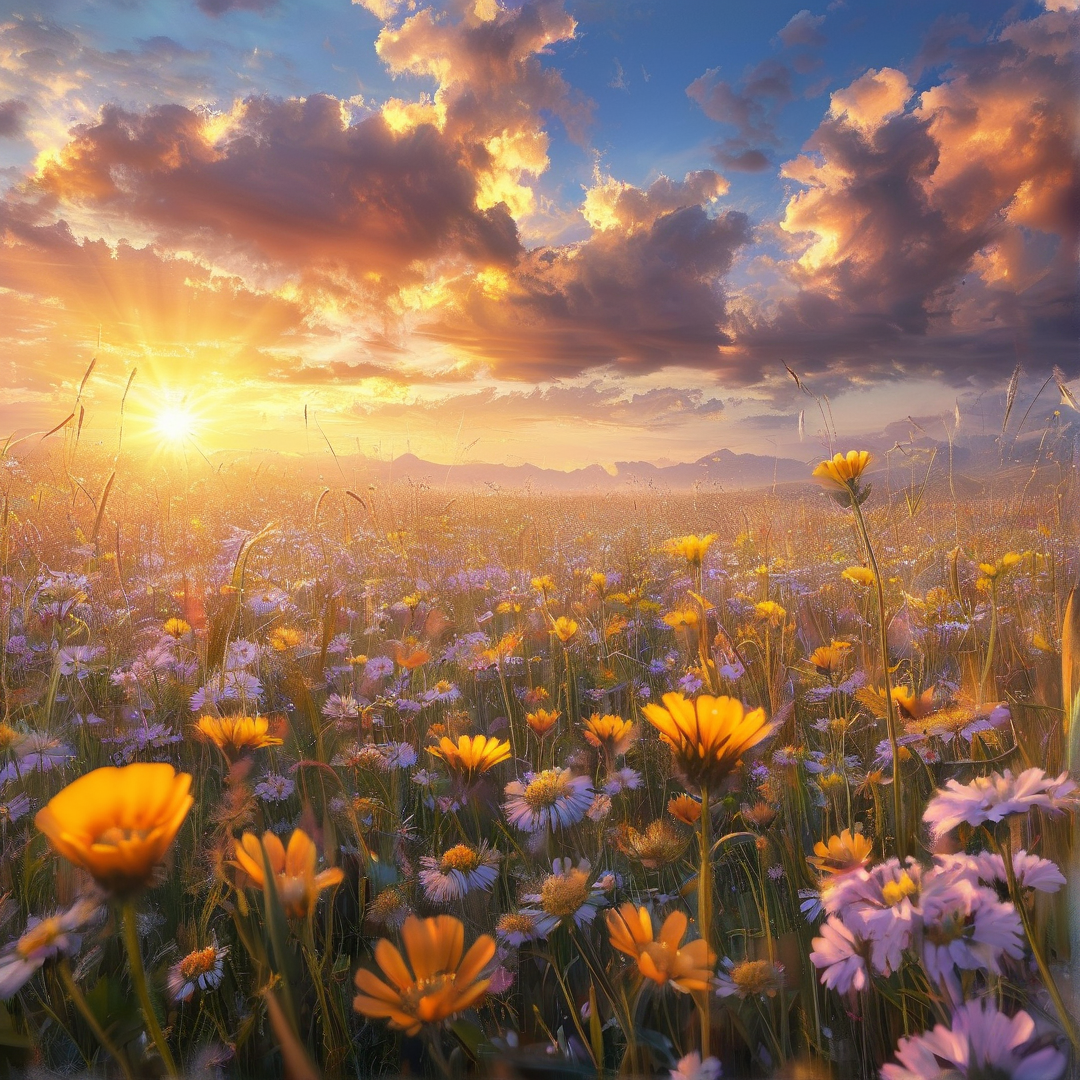 Sunset Wildflower Field