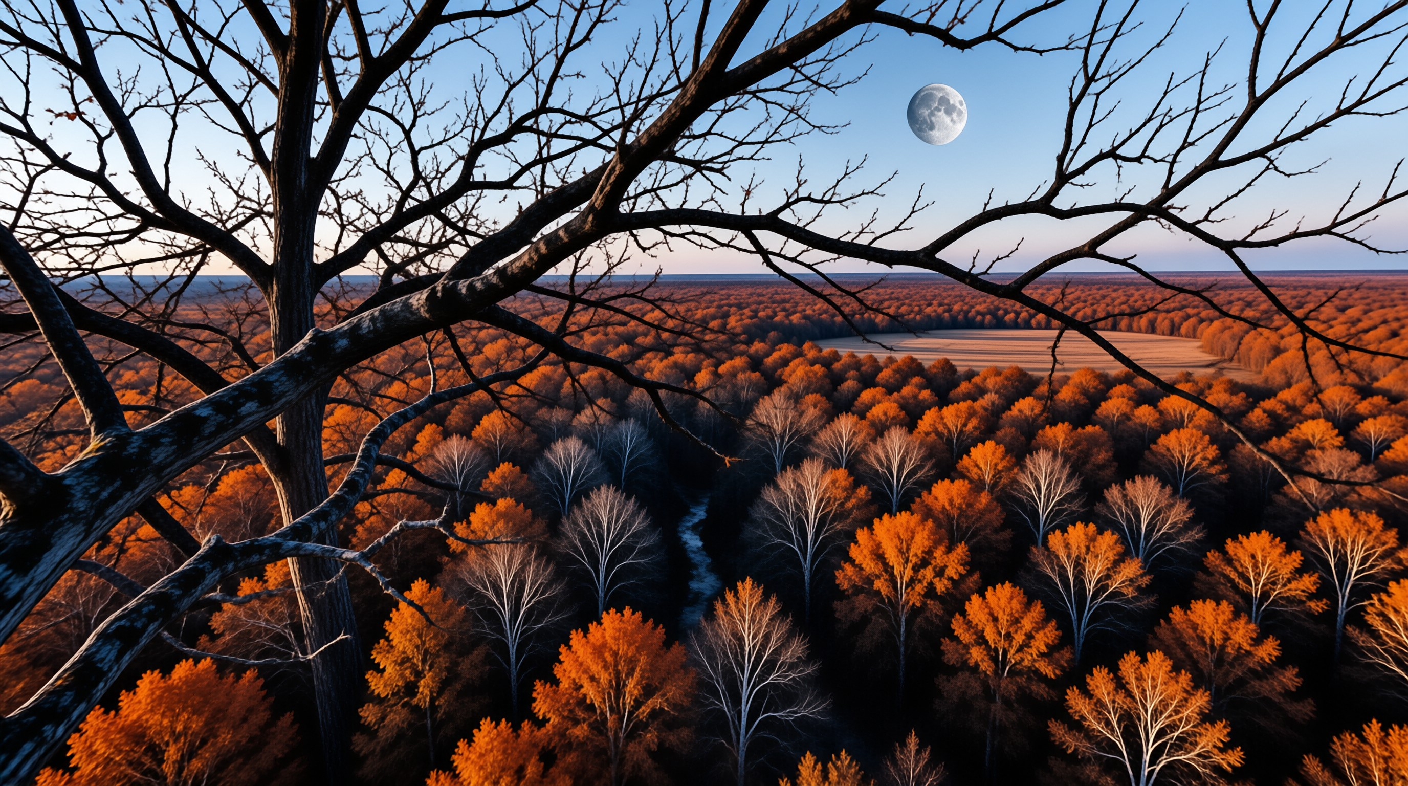 Moonlit Autumn Forest View