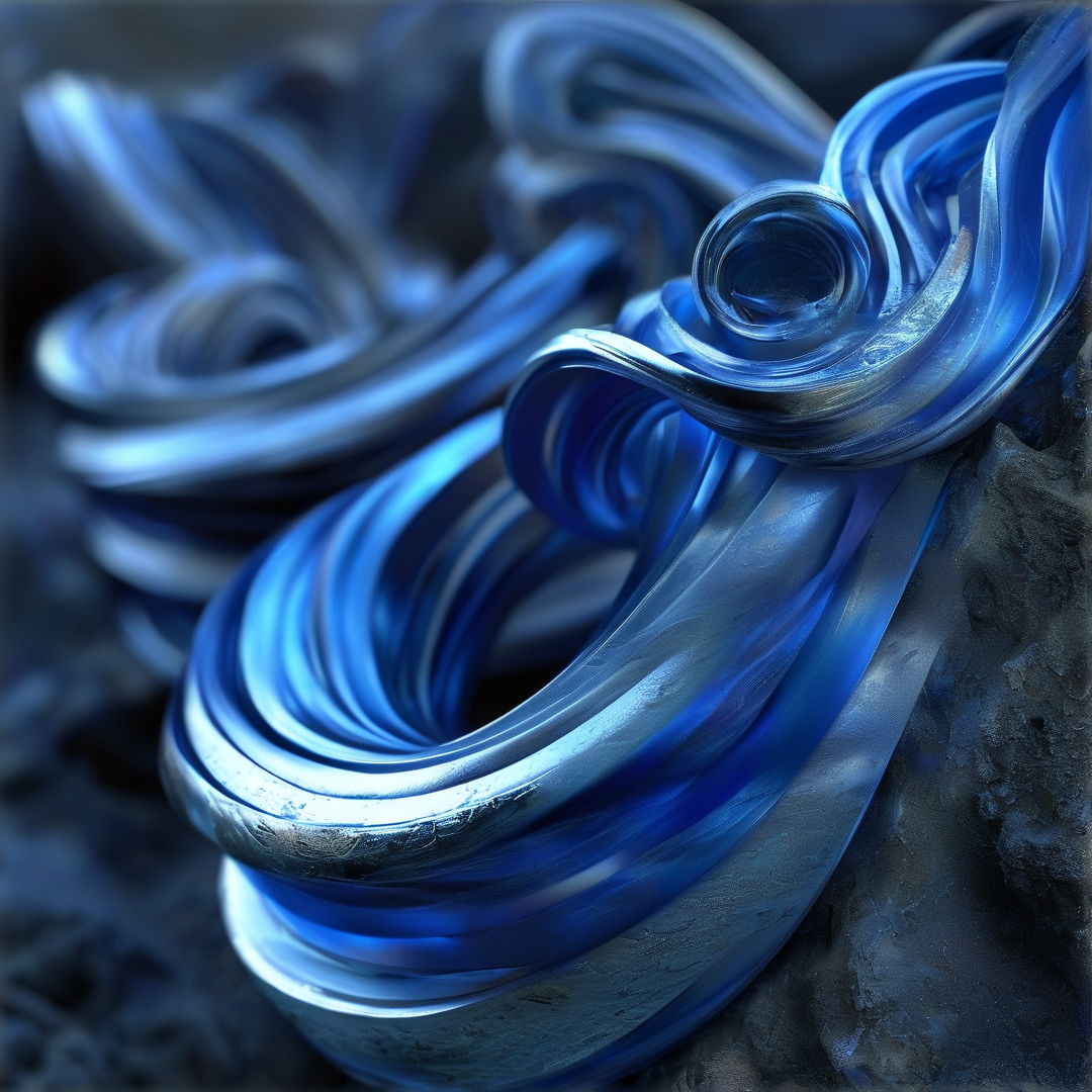 Blue Metallic Fluid Swirls