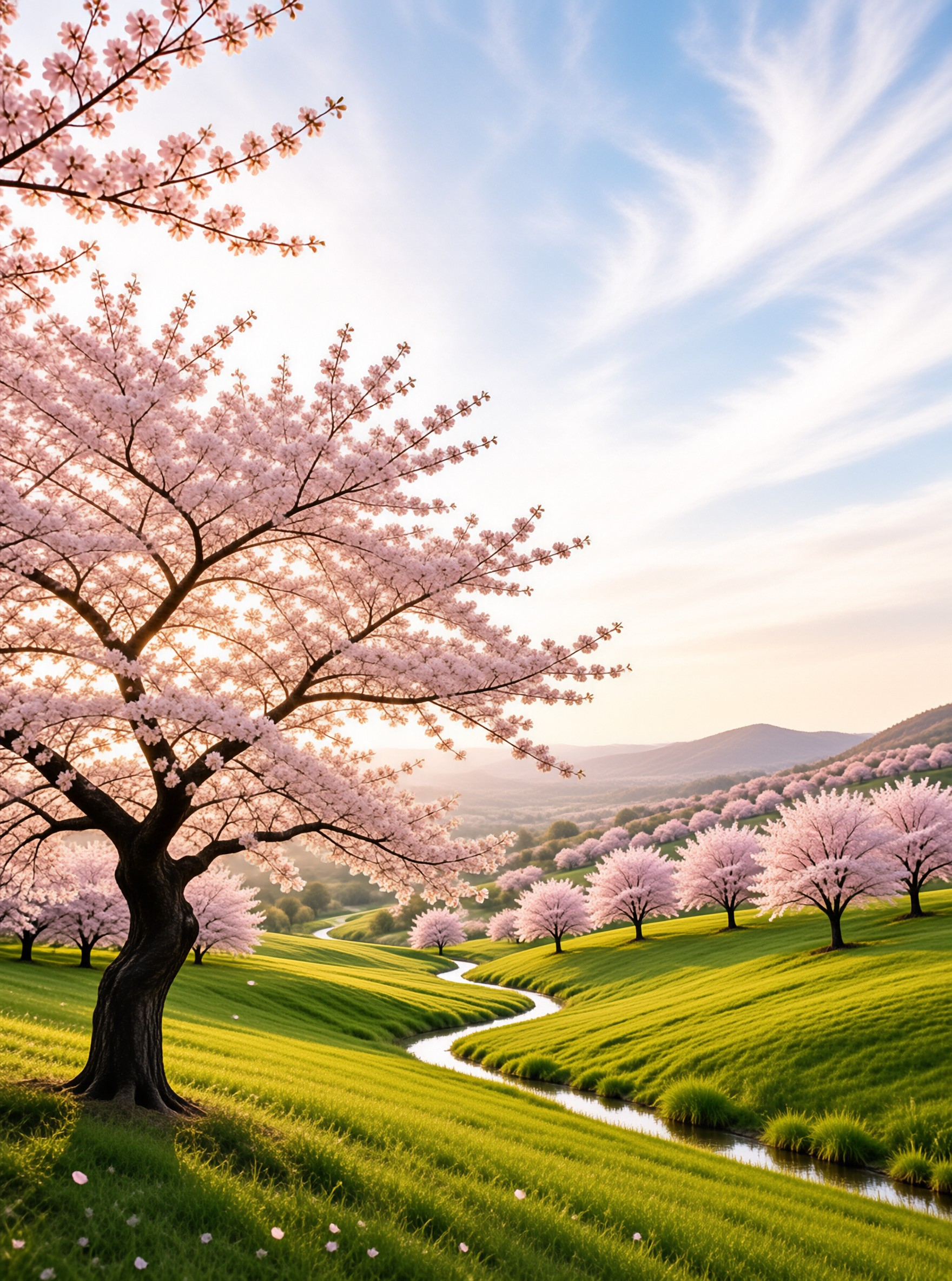 Idyllic Cherry Blossom Scene