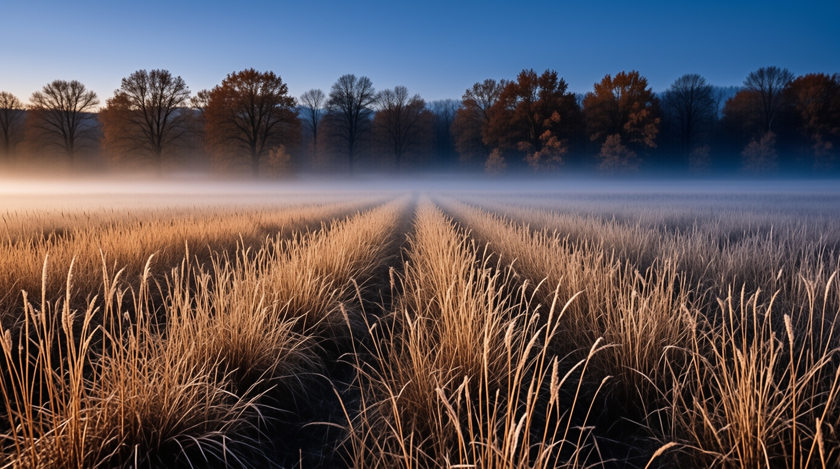 Misty Field at Sunrise