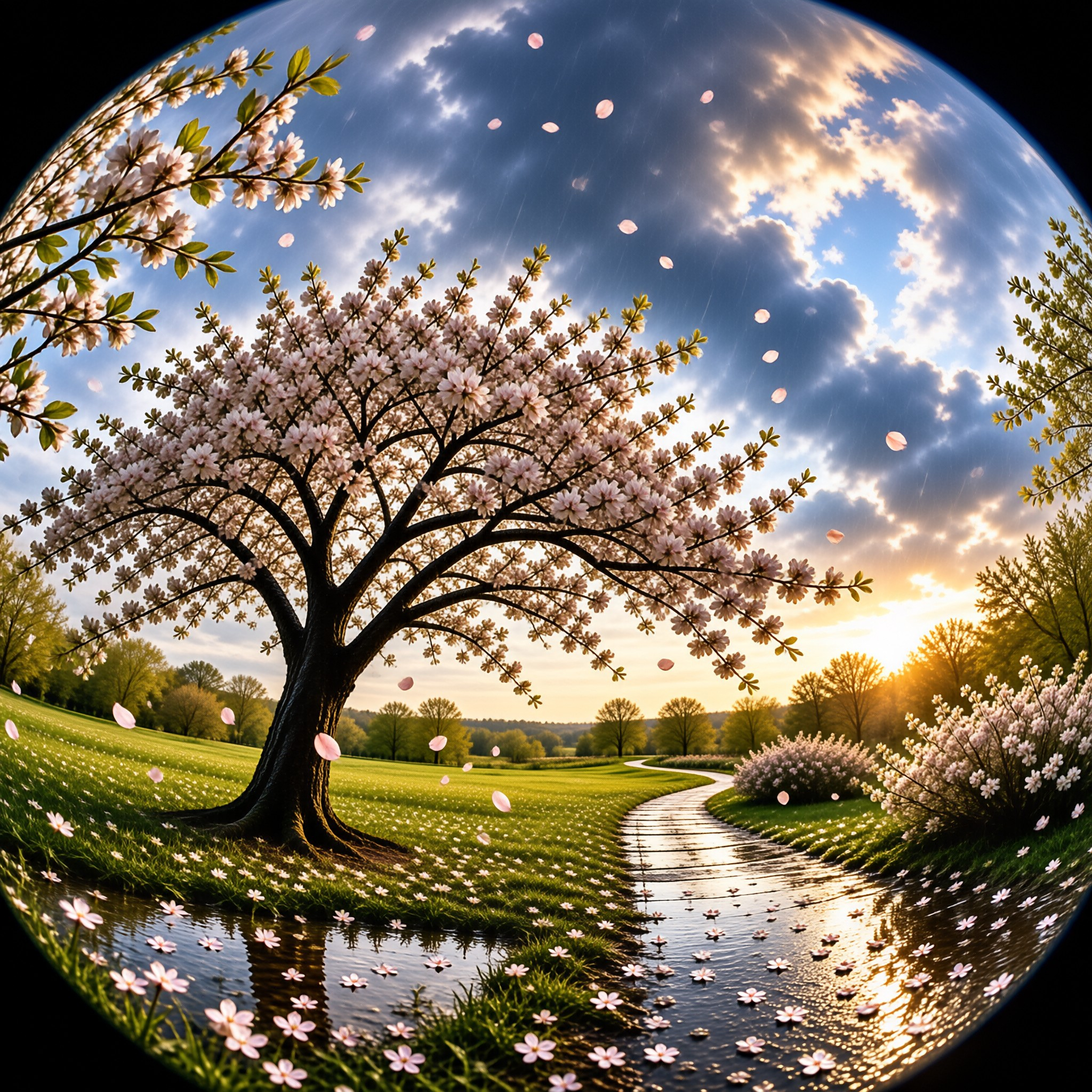 Spring Cherry Blossom Scene