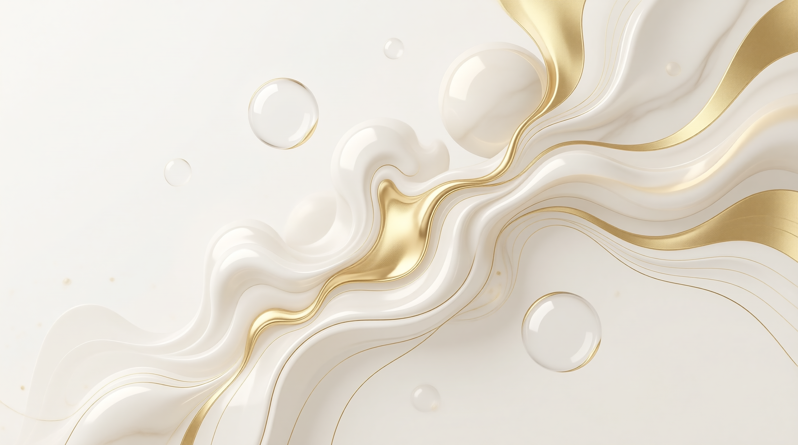 Abstract White and Gold Waves
