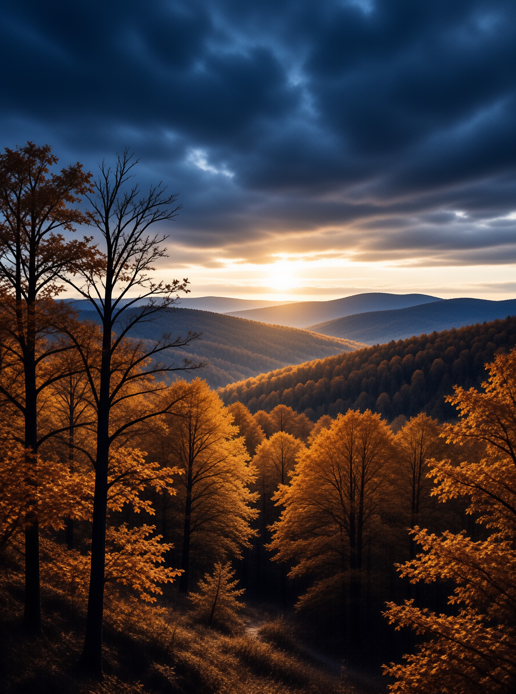 Golden Autumn Mountain View
