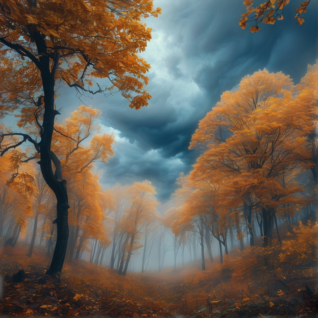 Misty Autumn Forest