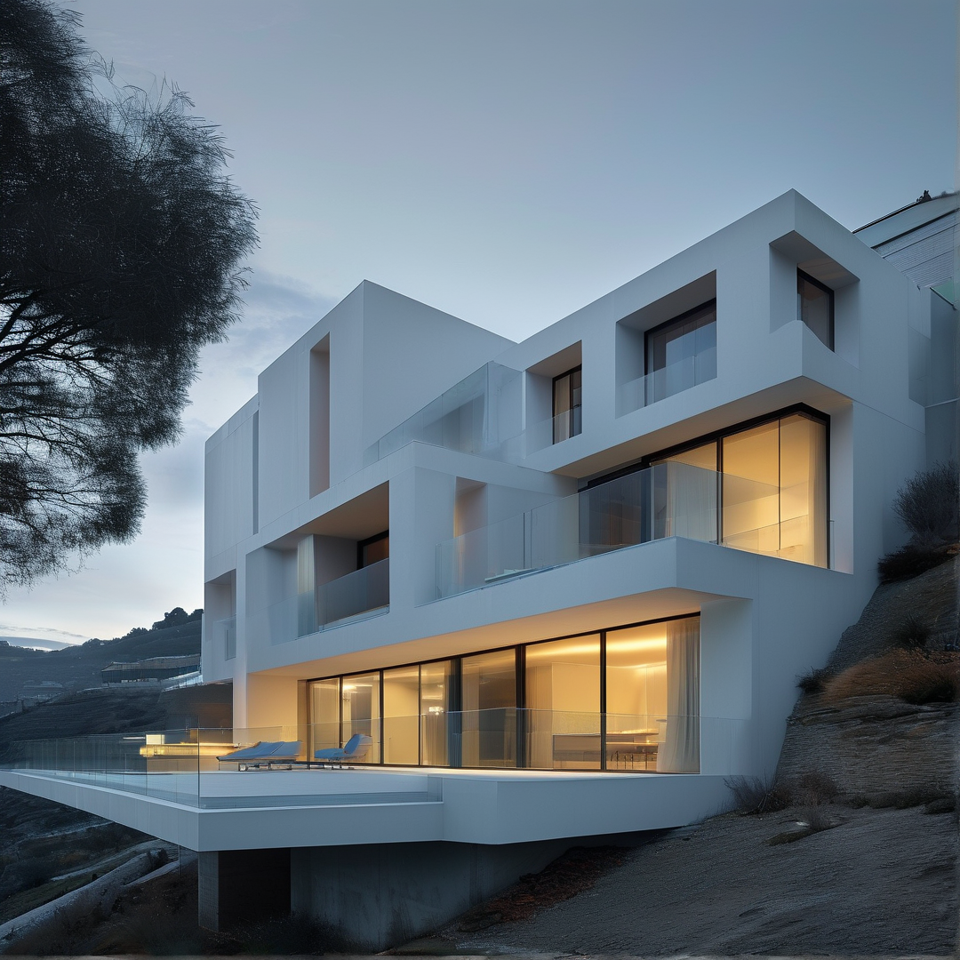 Modern White House at Dusk