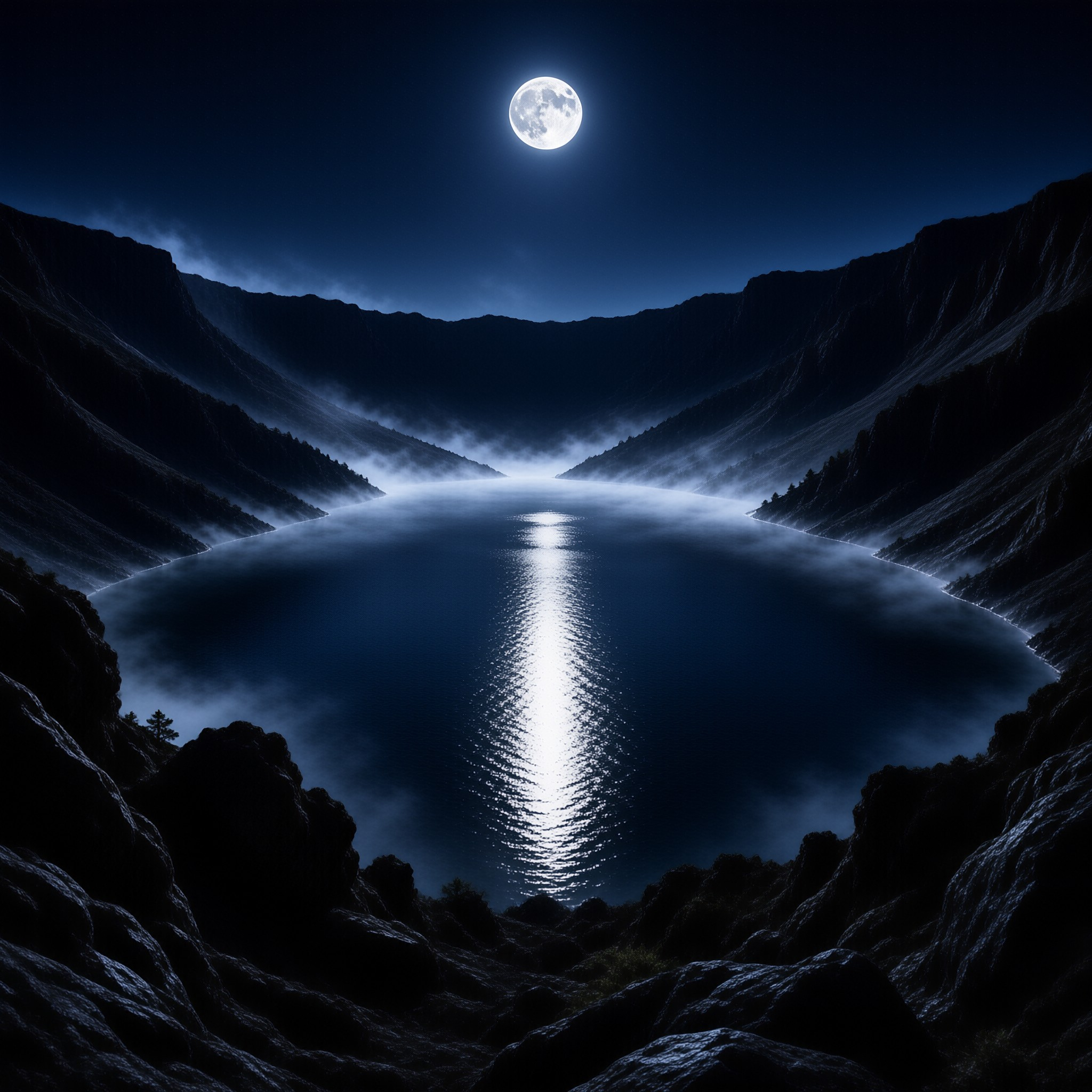 Moonlit Mountain Lake