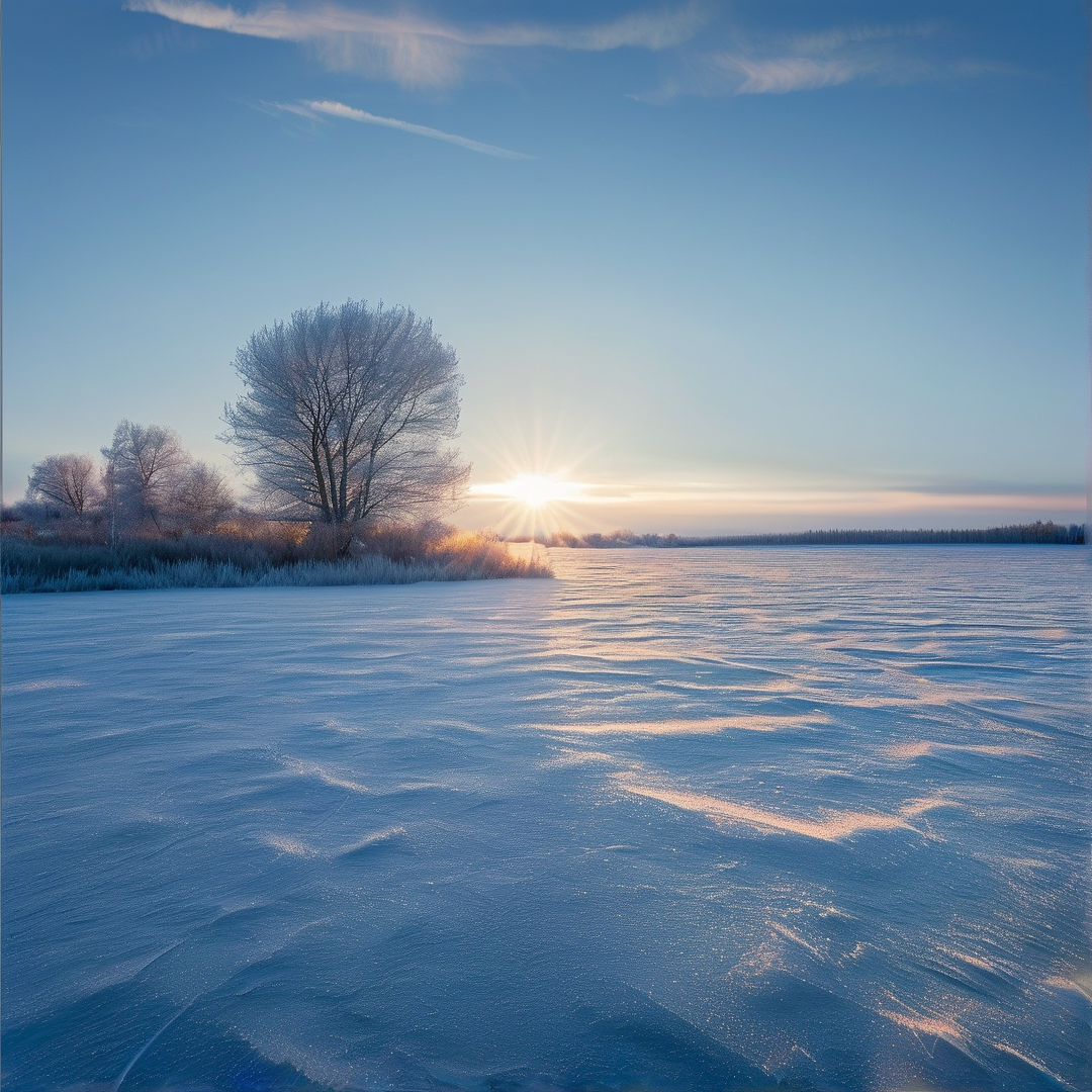 Winter Frozen Lake Sunrise