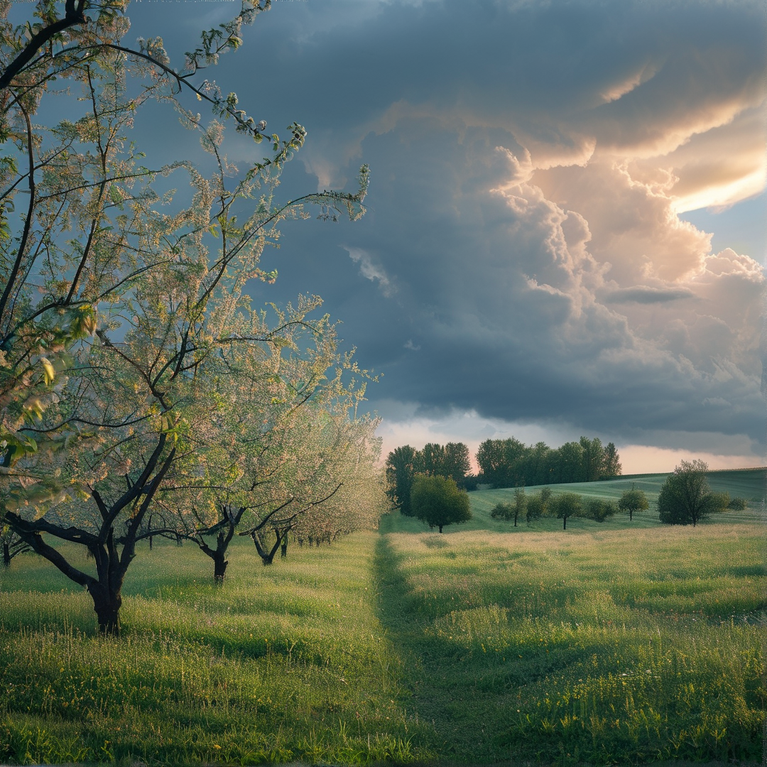 Blossoms and Dramatic Sky