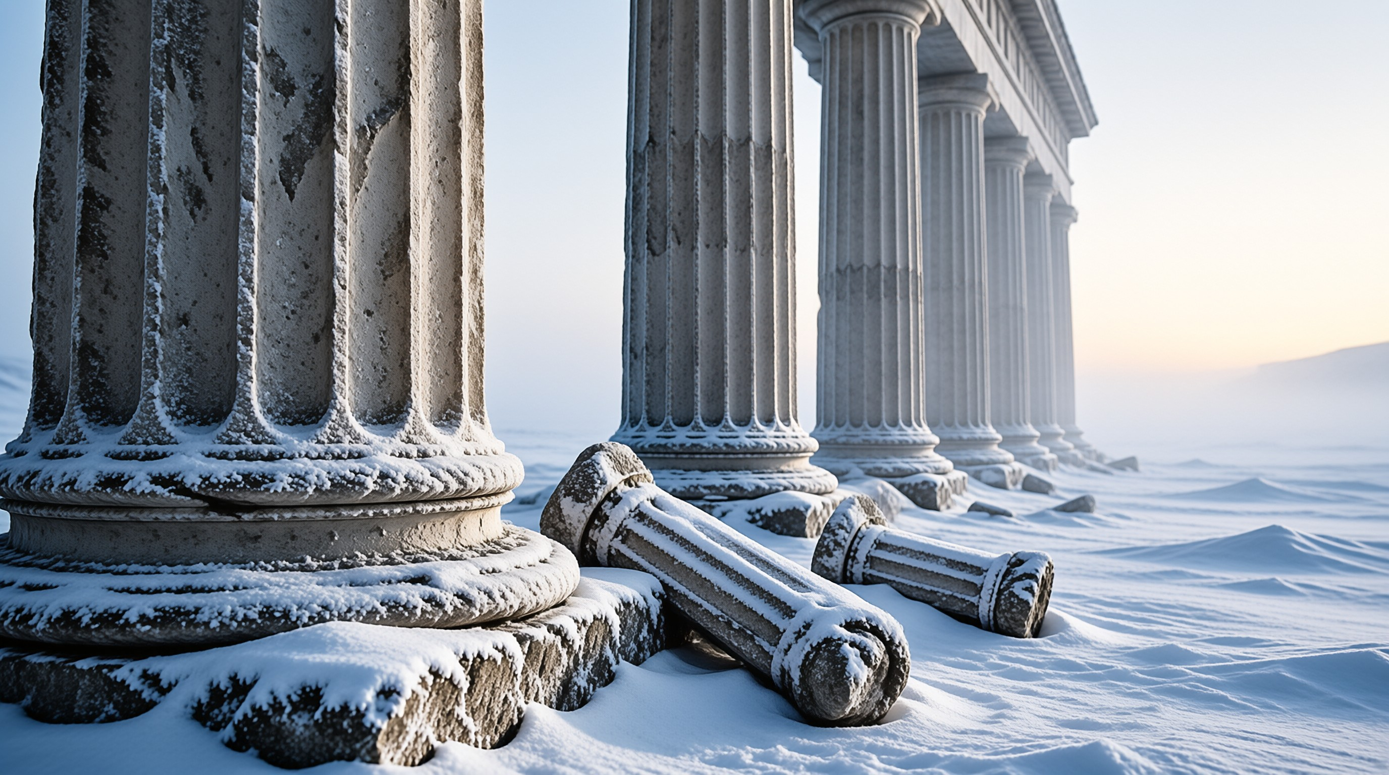 Snowy Ancient Columns