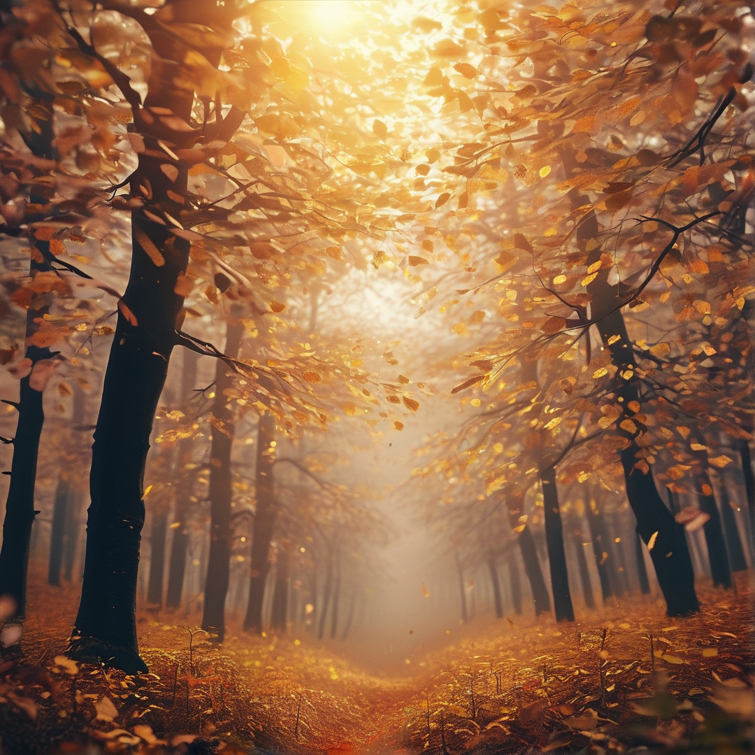 Sunlit Autumn Forest Path