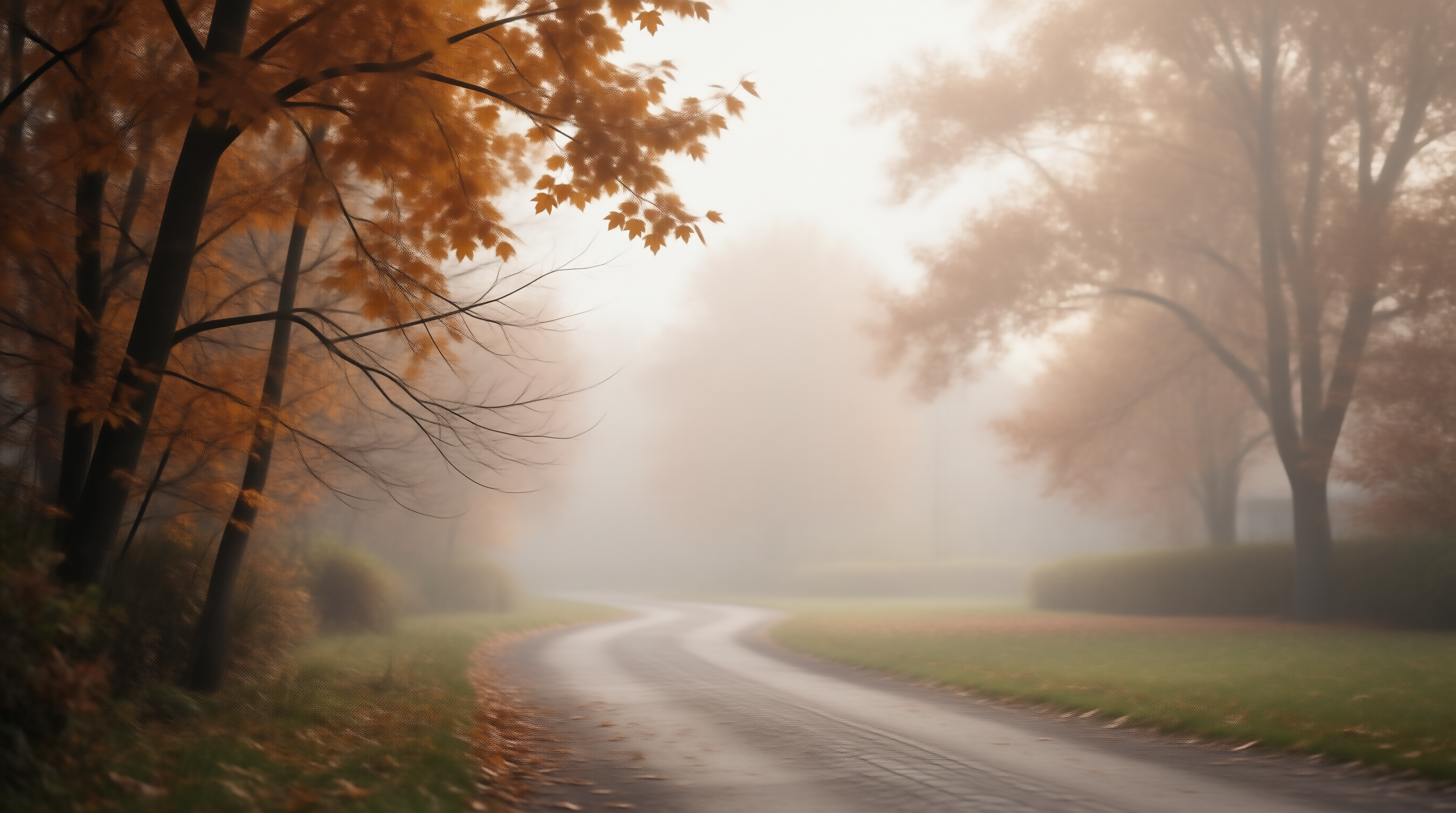 Misty Autumn Road Landscape