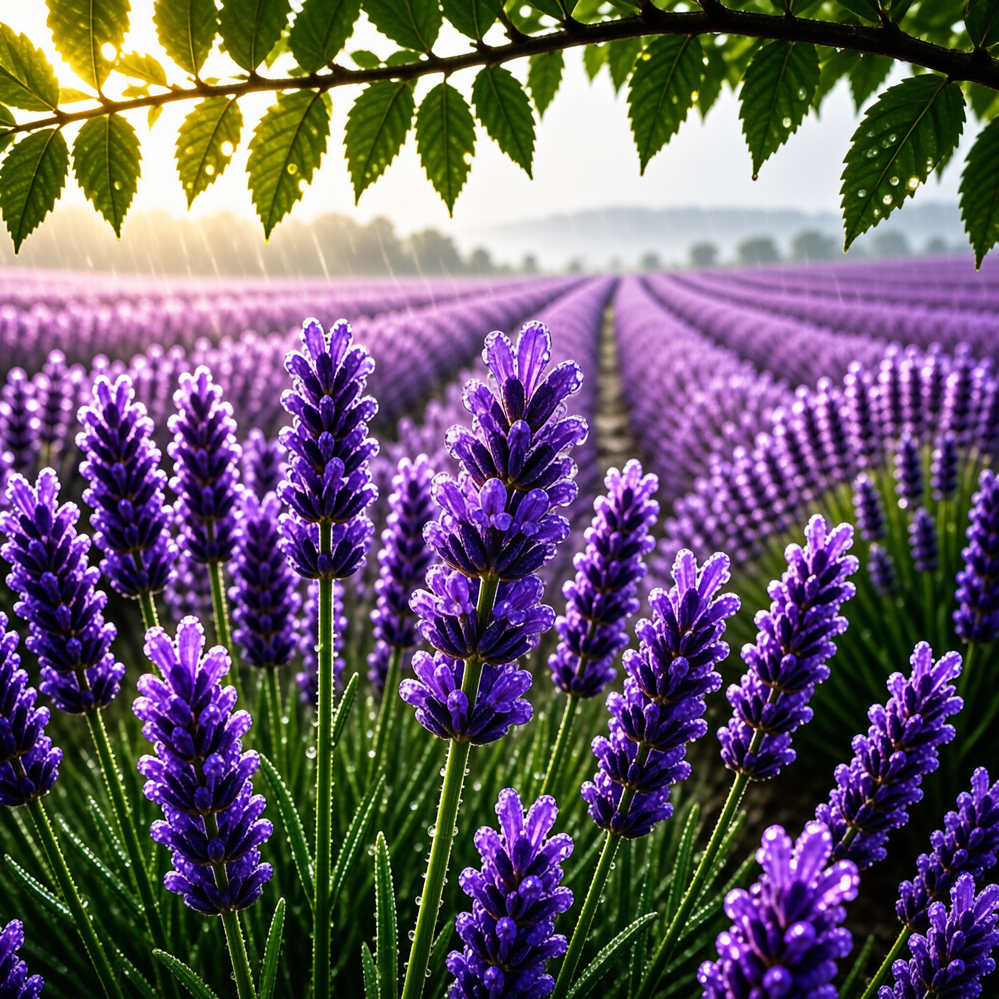Sunlit Lavender Field
