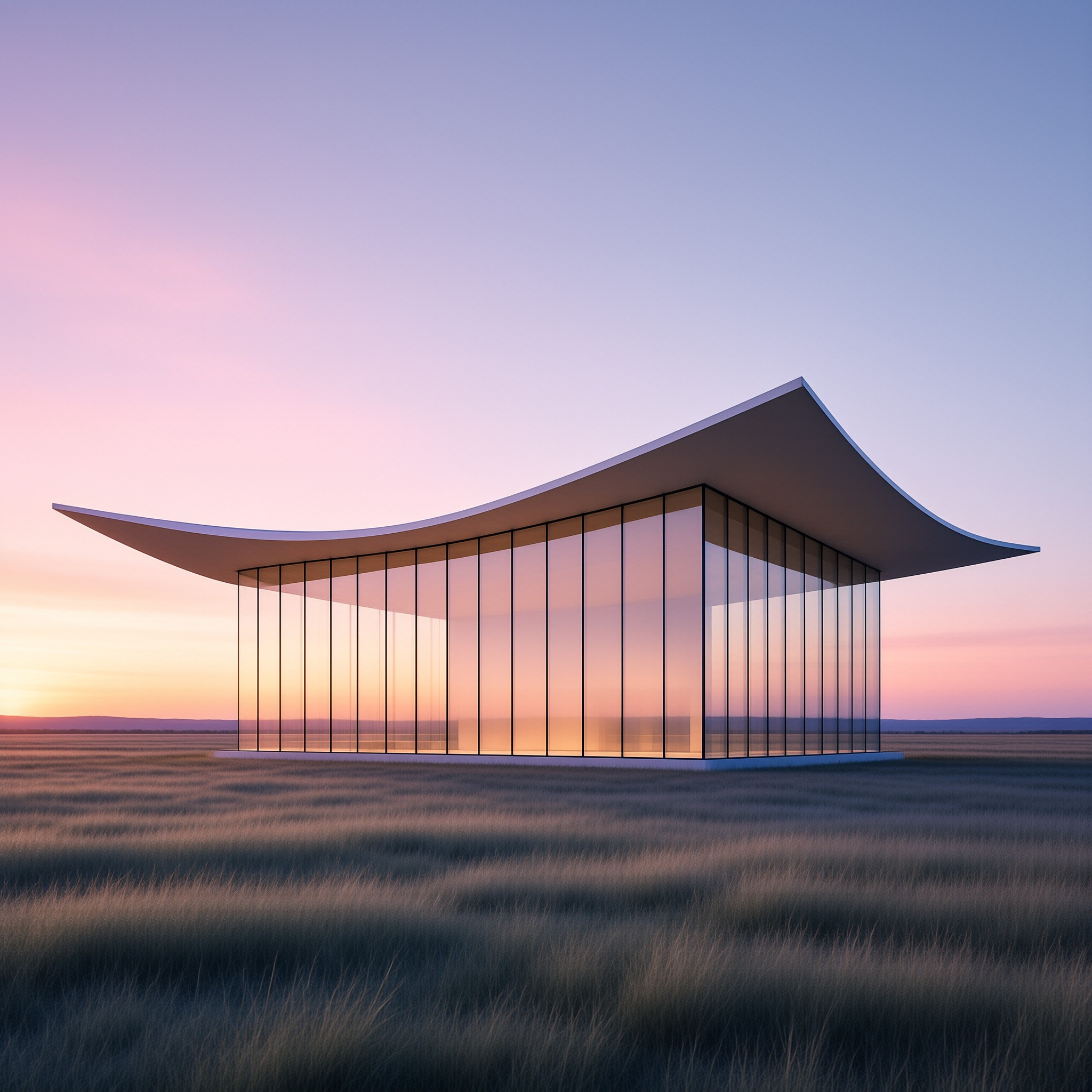 Curved Modern Pavilion in Field