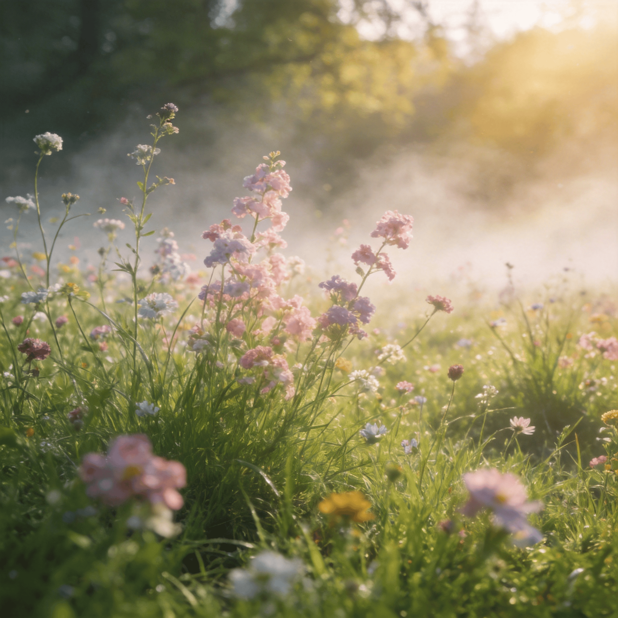 Fresh Green Spring Grass and Blooms