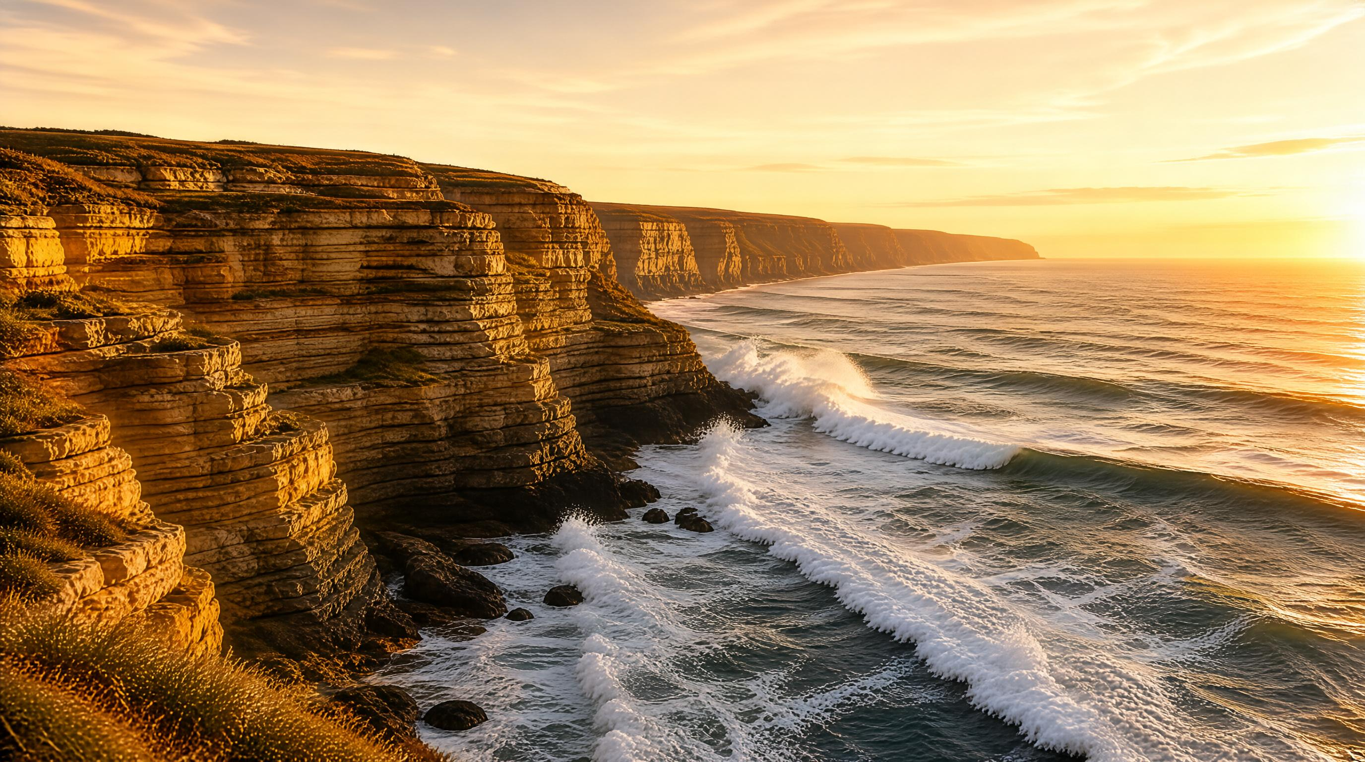 Coastal Cliffs at Sunset
