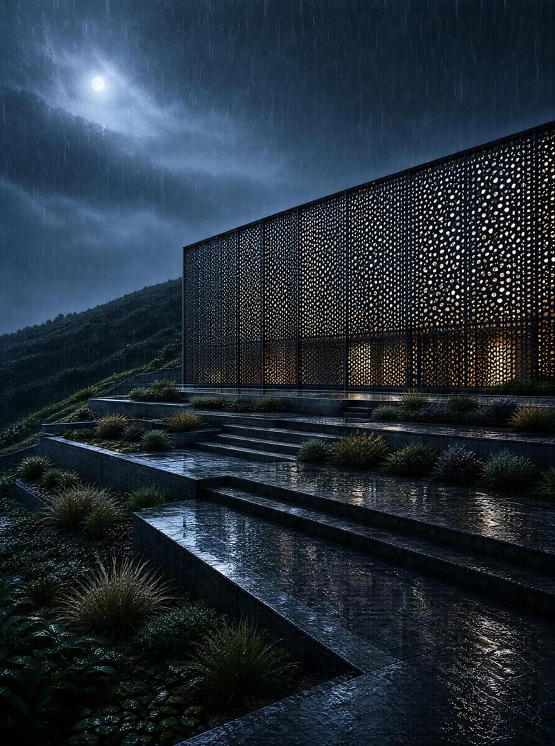 Modern Architecture in Rain