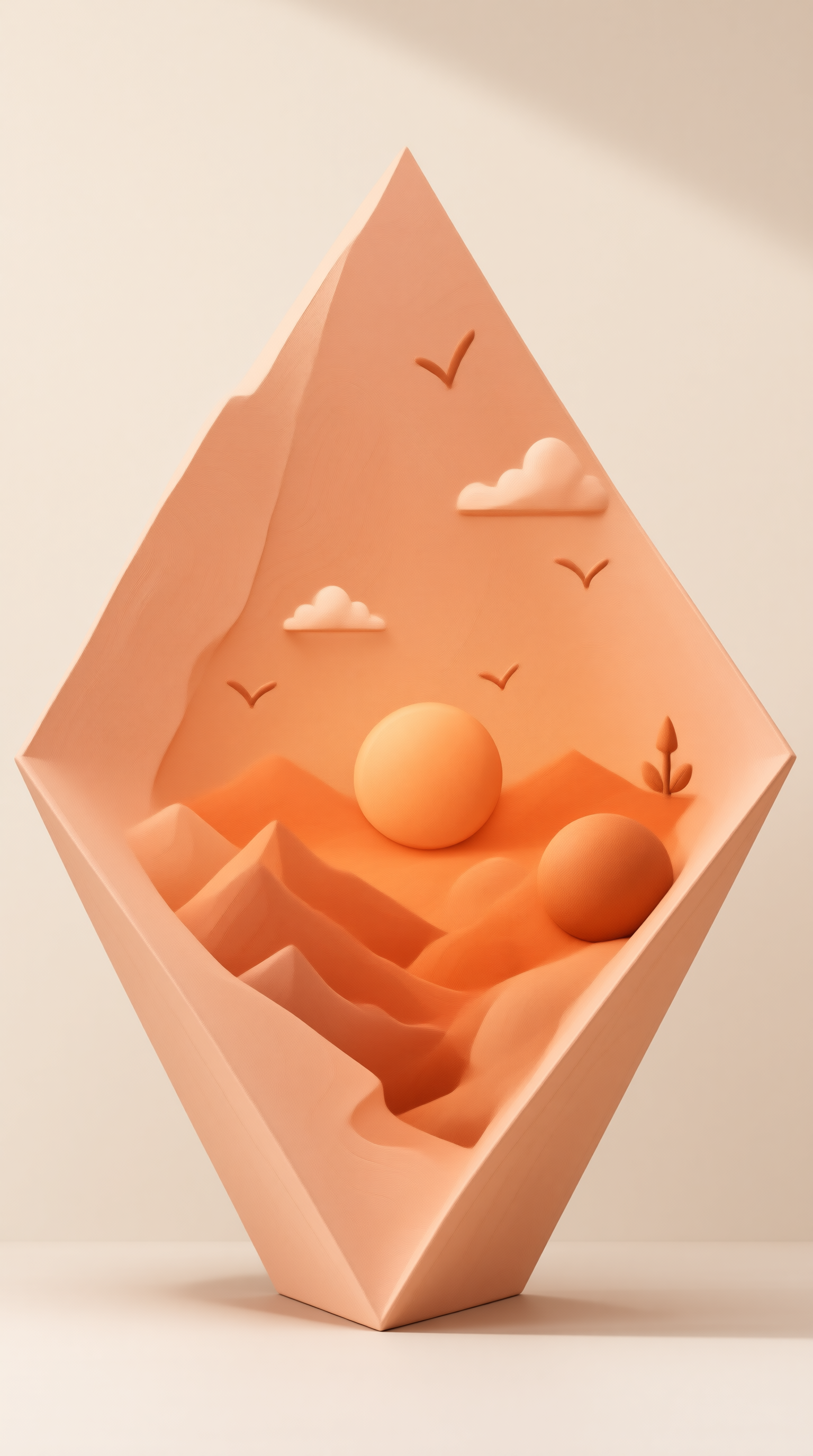 Terracotta Diamond Landscape Sculpture