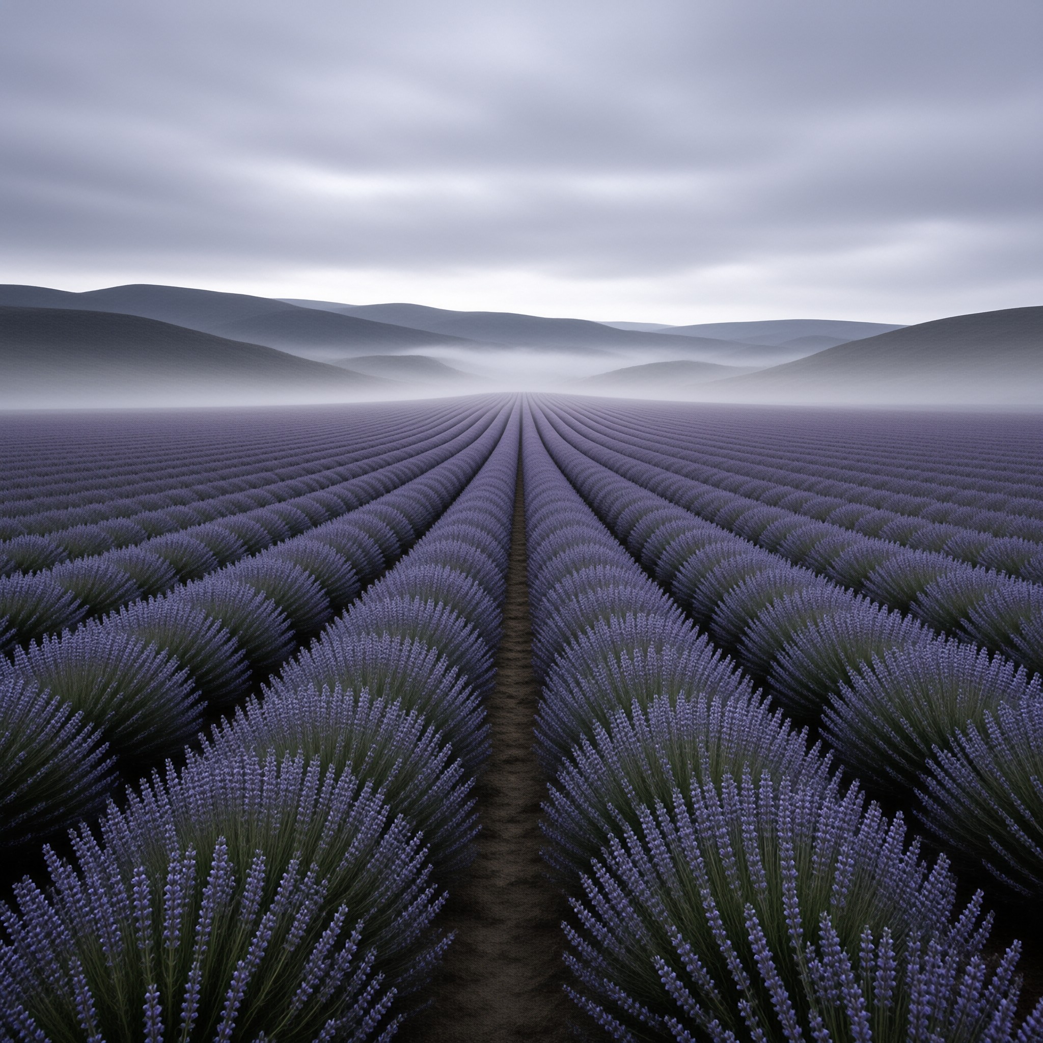Misty Lavender Field