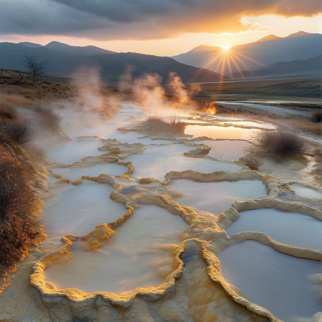 Terraced Pools at Sunset