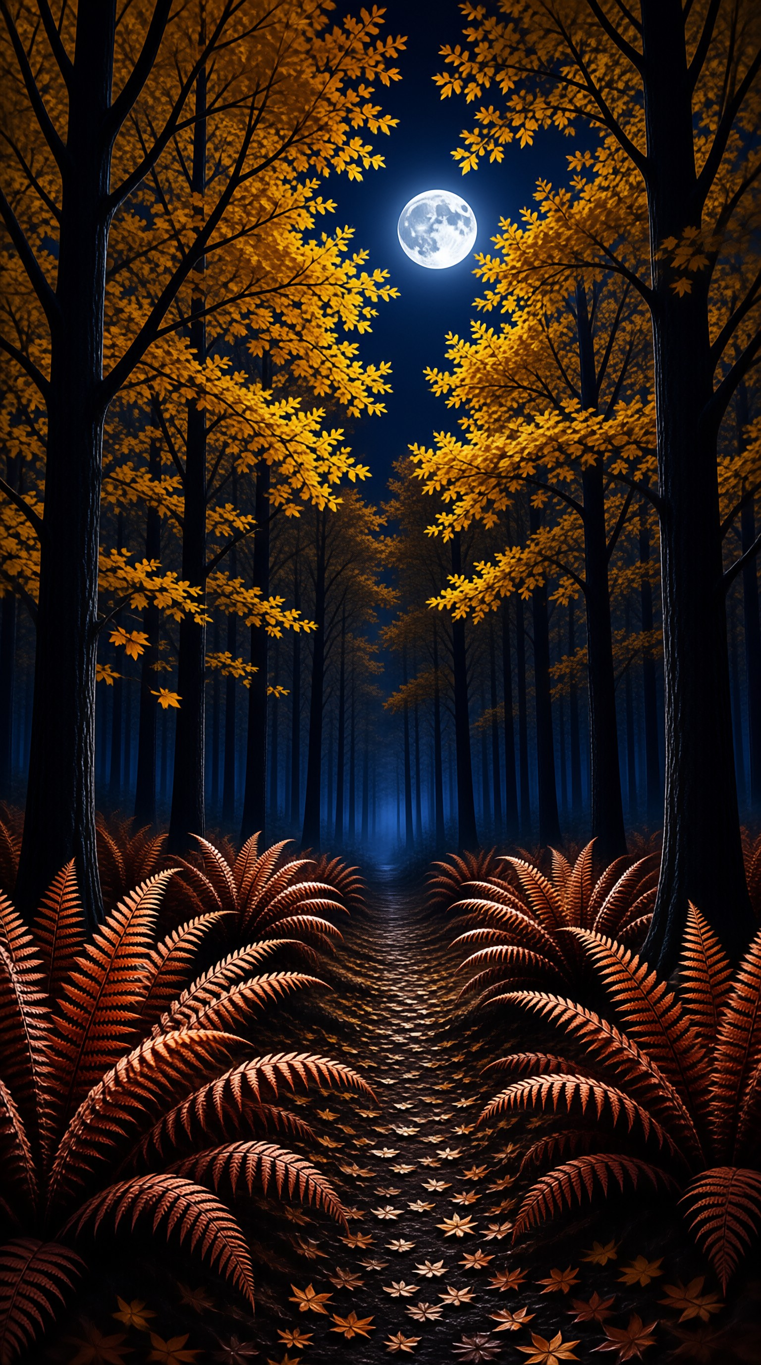 Moonlit Autumn Forest