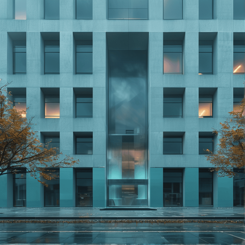 Modern Teal Glass Building