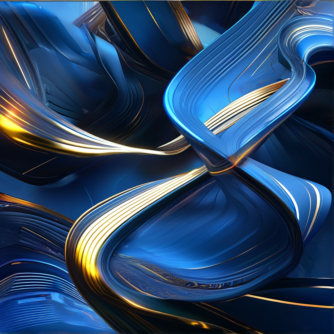 Abstract Blue Gold Fluid