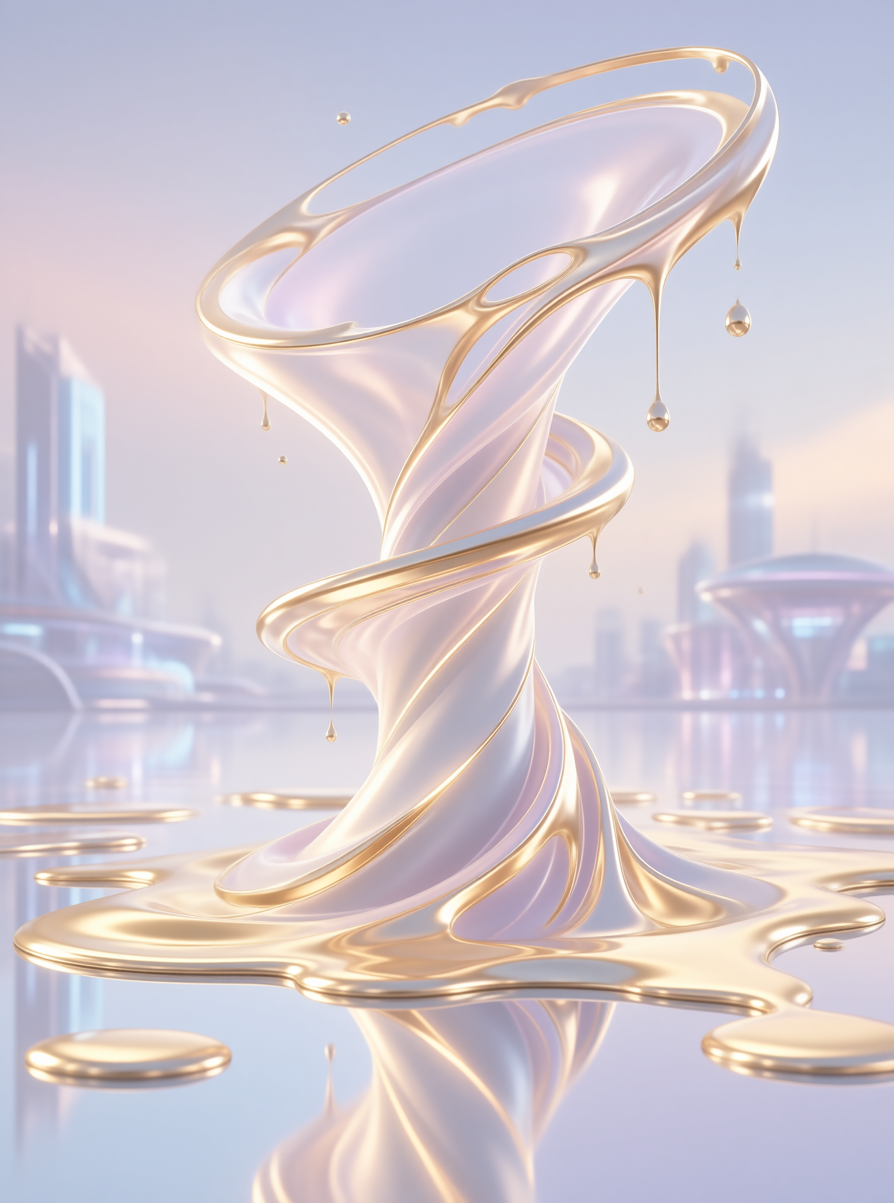 Swirling Golden Fluid Sculpture