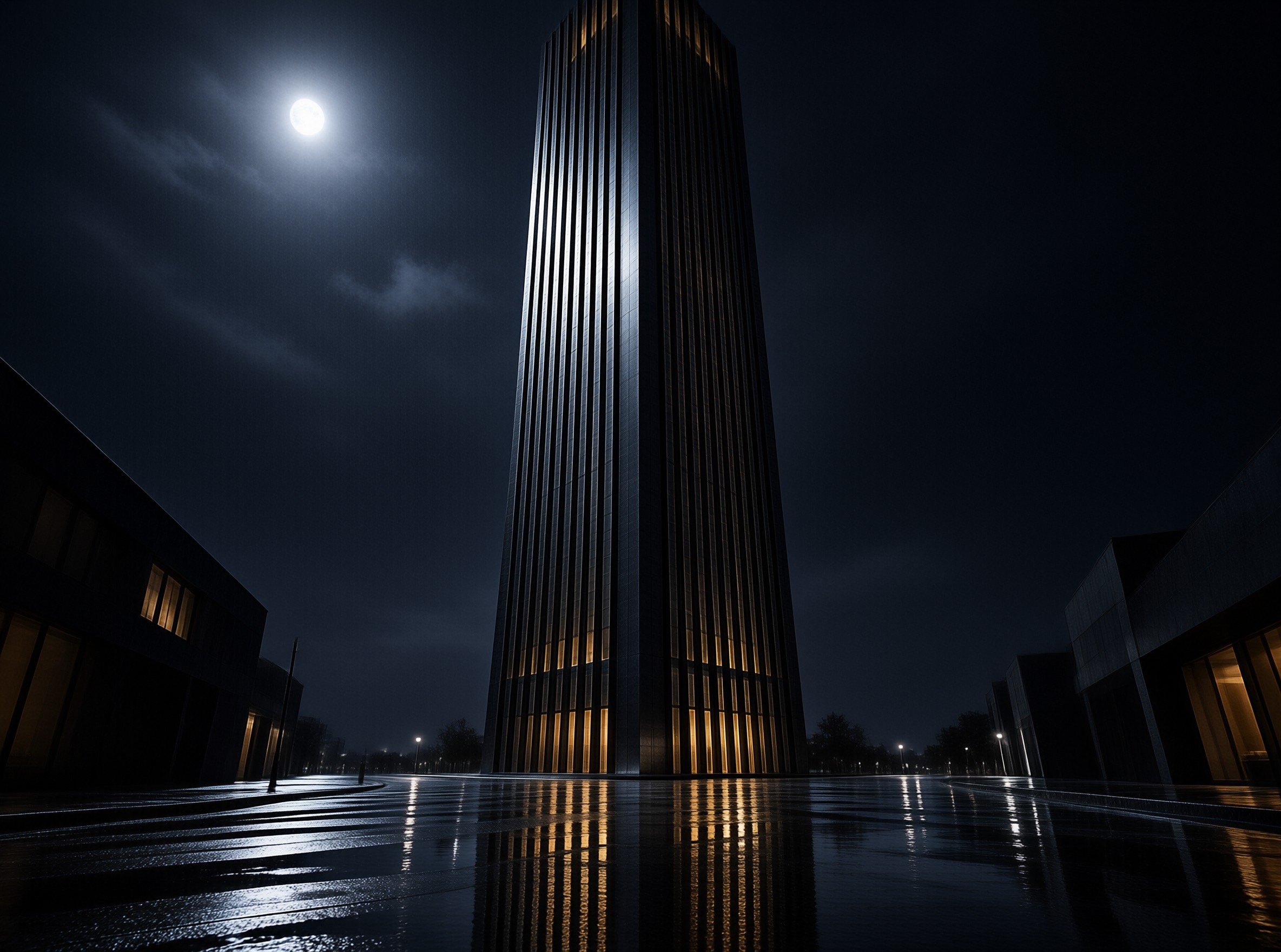 Moonlit Modern Tower