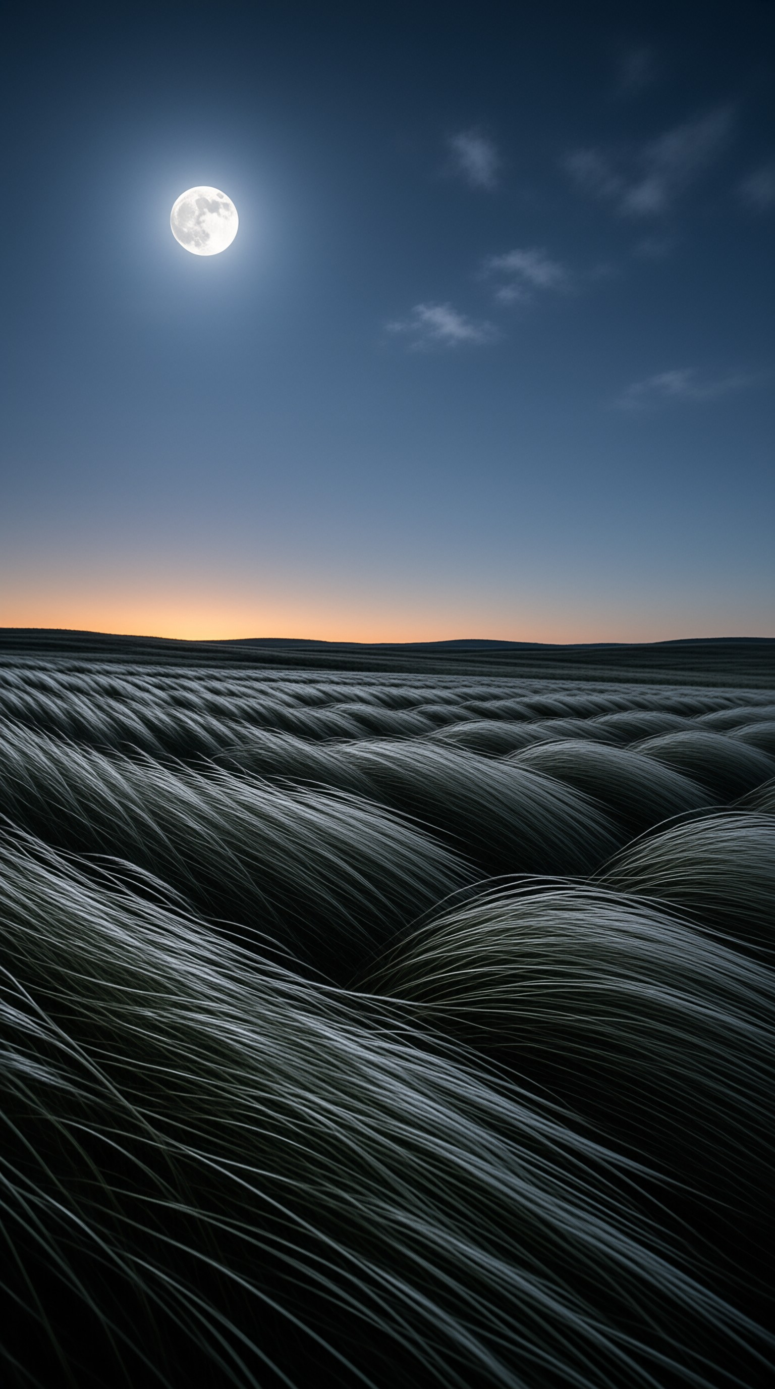 Moonlit Grass Field