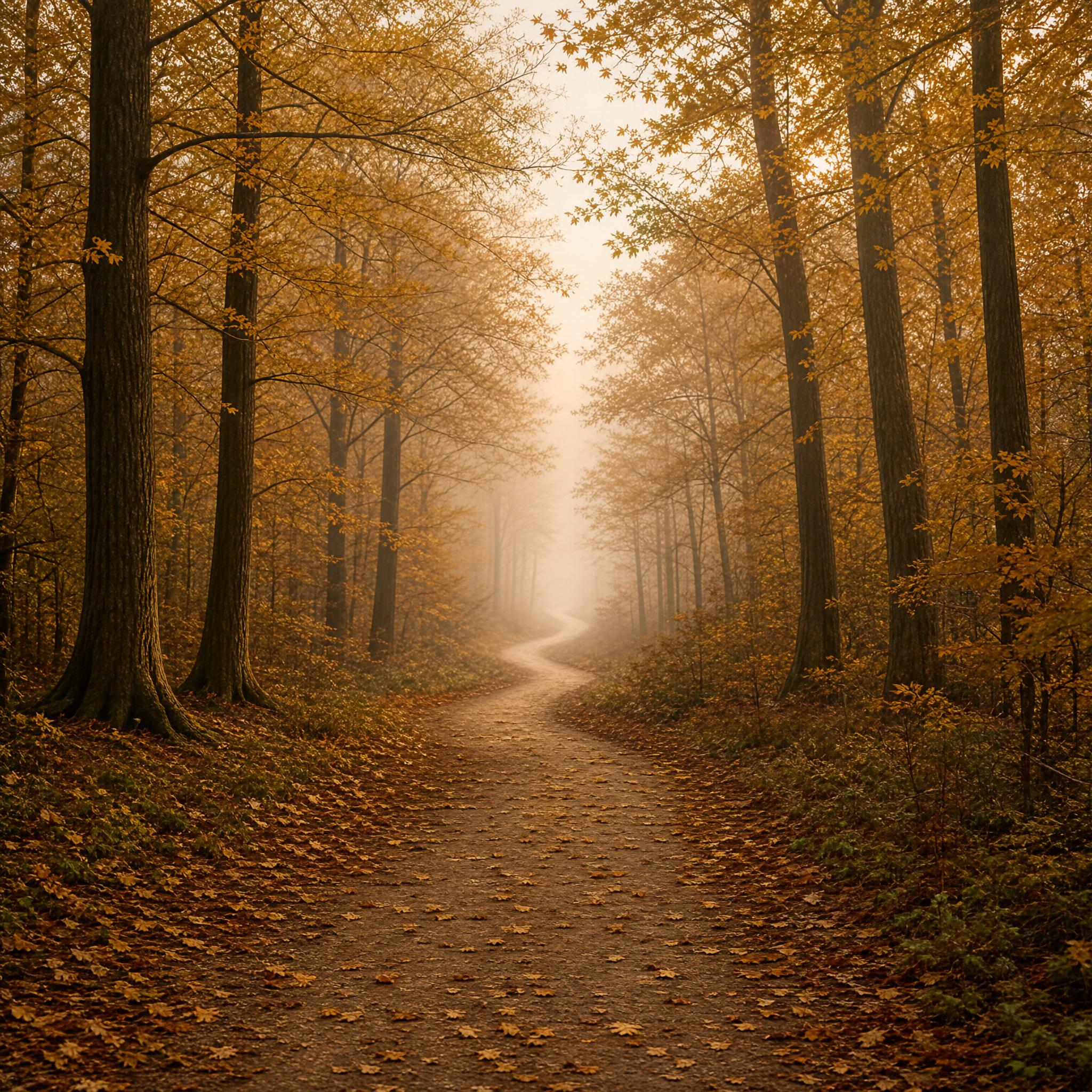 Misty Autumn Forest Path