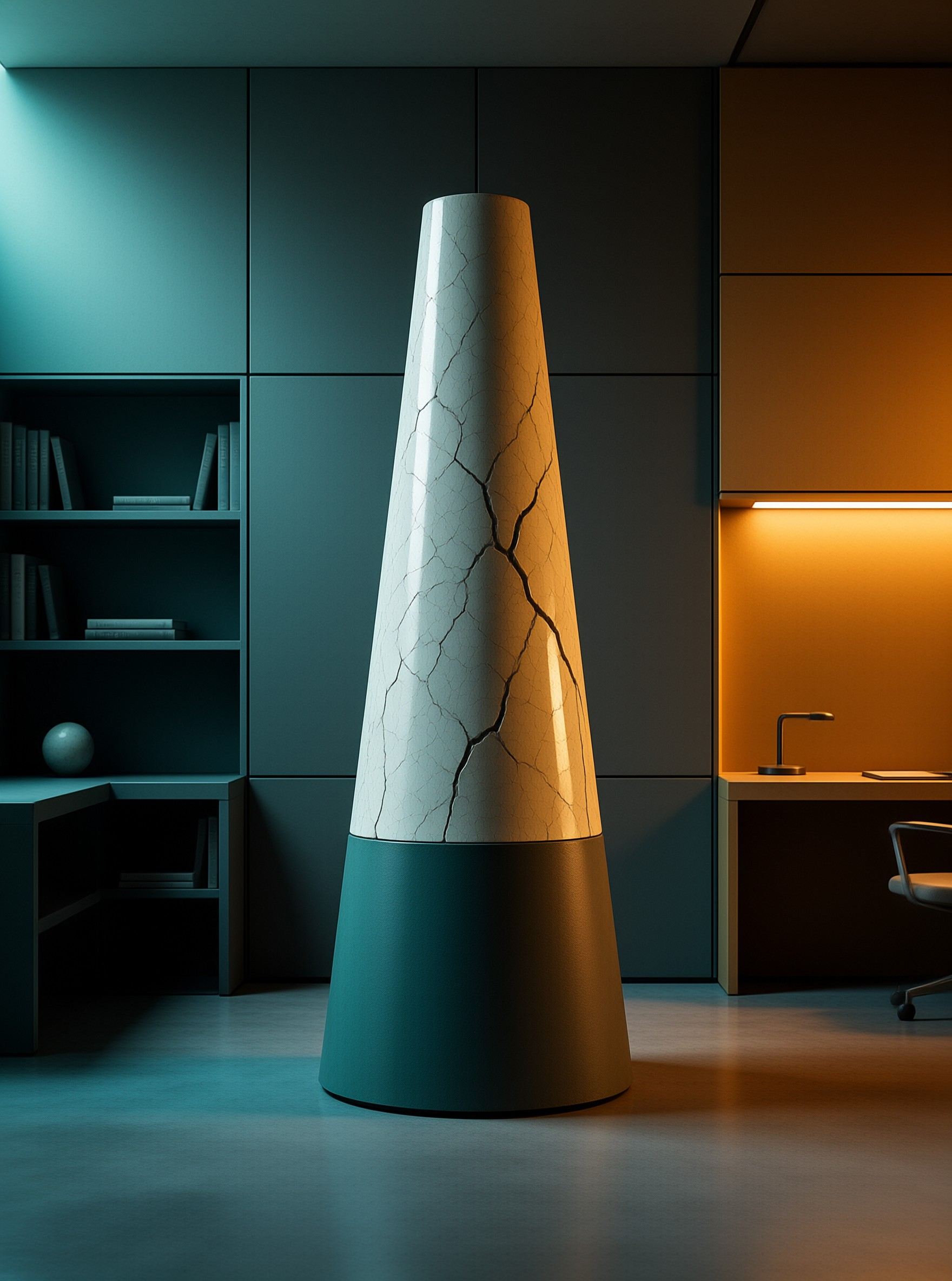 Cracked Cone in Modern Room