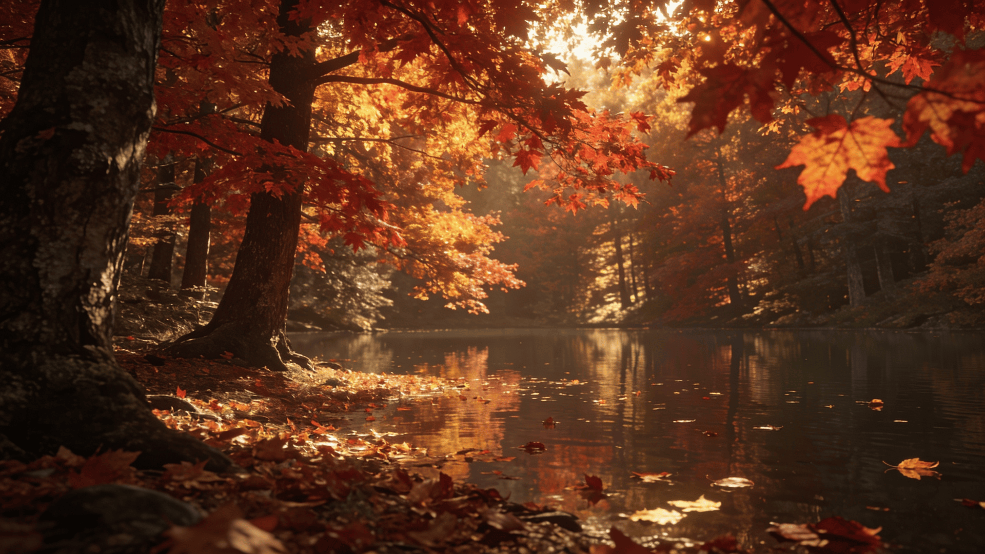 Autumn Forest Reflected in Still Water